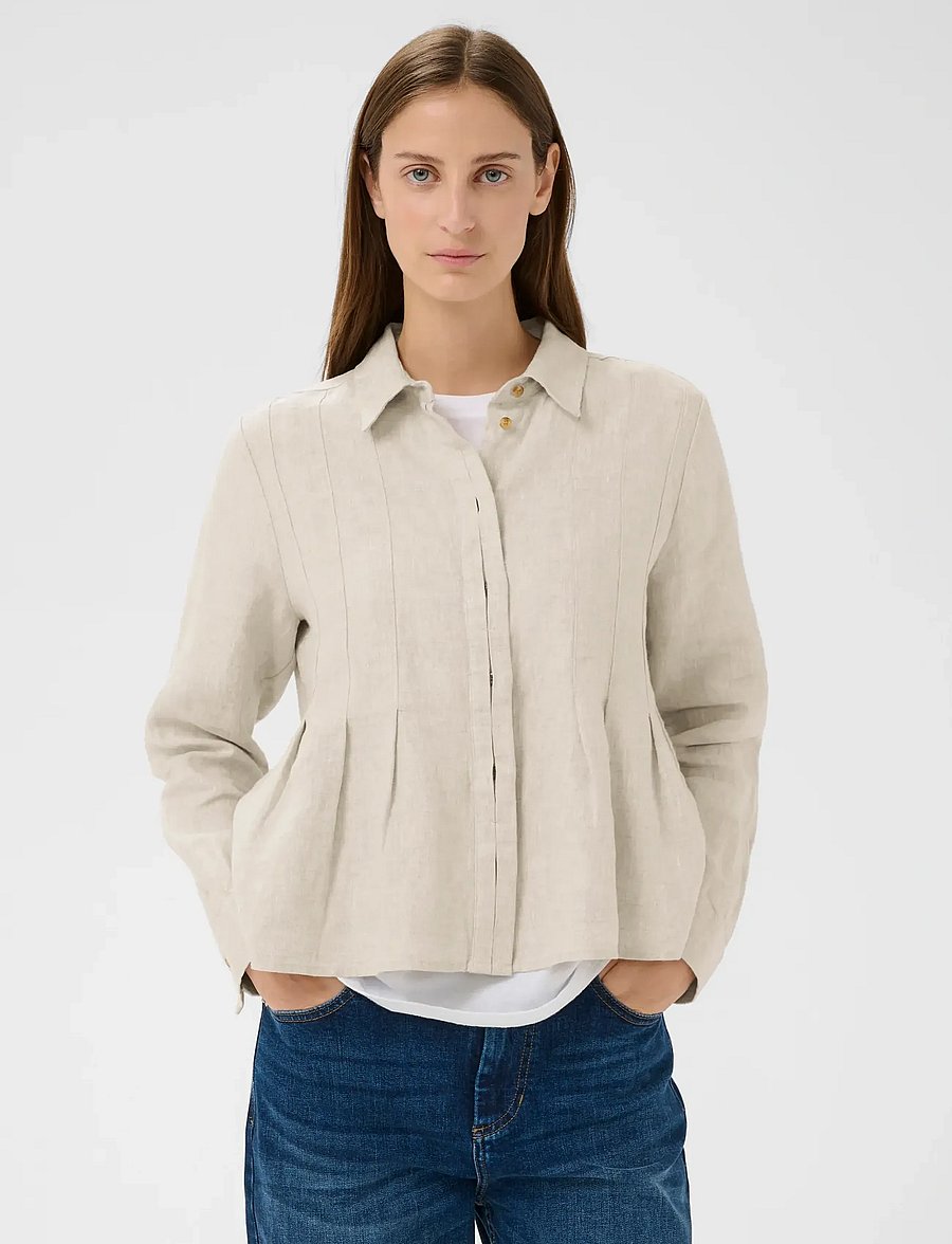 InWear - DILANAIW PLEATED SHIRT - lininiai marškiniai - ecru melange - 0