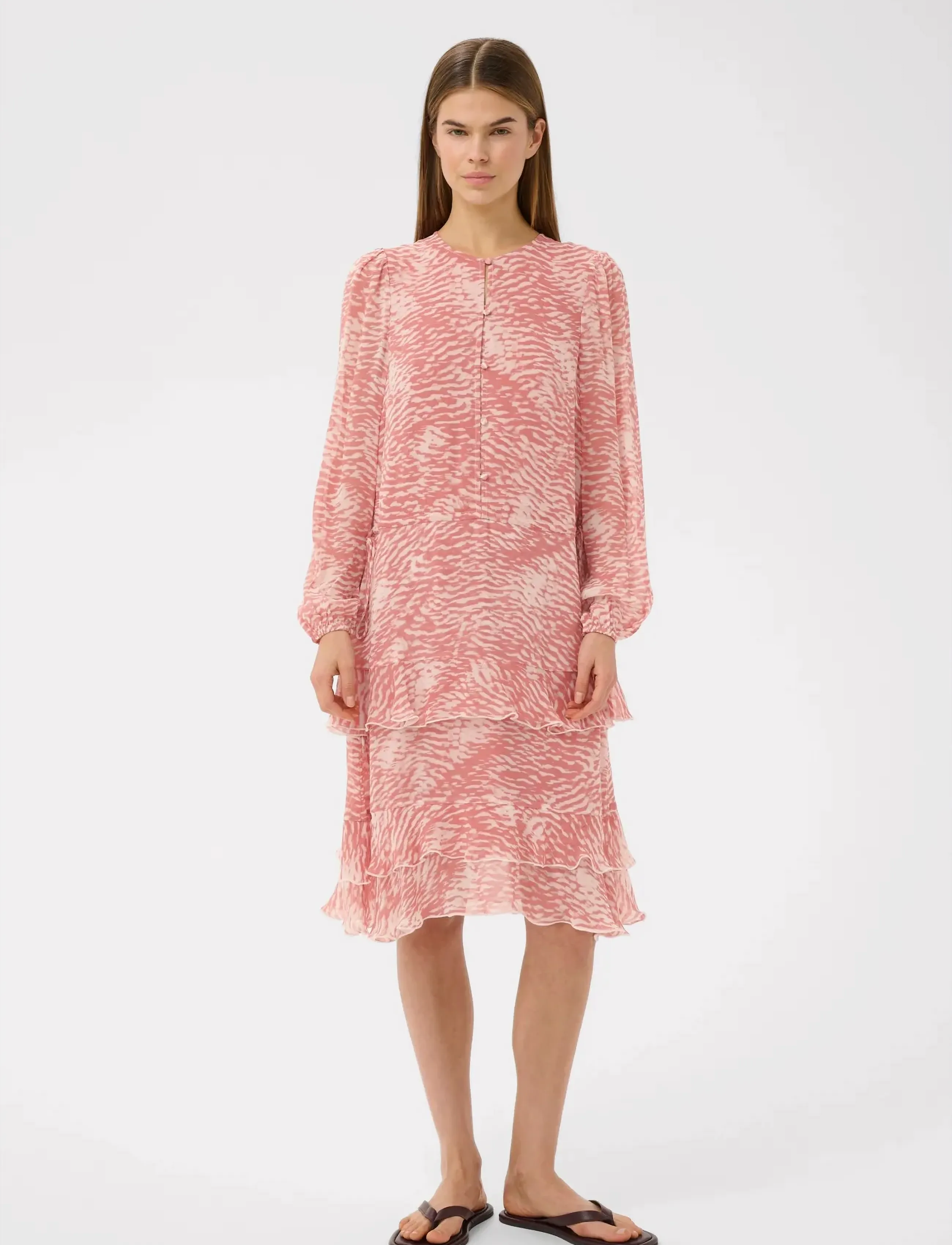 InWear LYONIW SHORT DRESS - InWear - BLACK WAVY STRUCTURE / coral