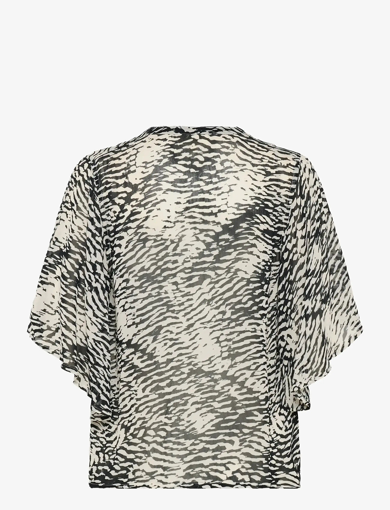 InWear - LYONIW TOP - lühikeste varrukatega pluusid - black wavy structure - 2