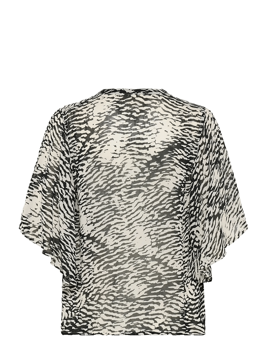 InWear - LYONIW TOP - kurzärmelige blusen - black wavy structure - 2
