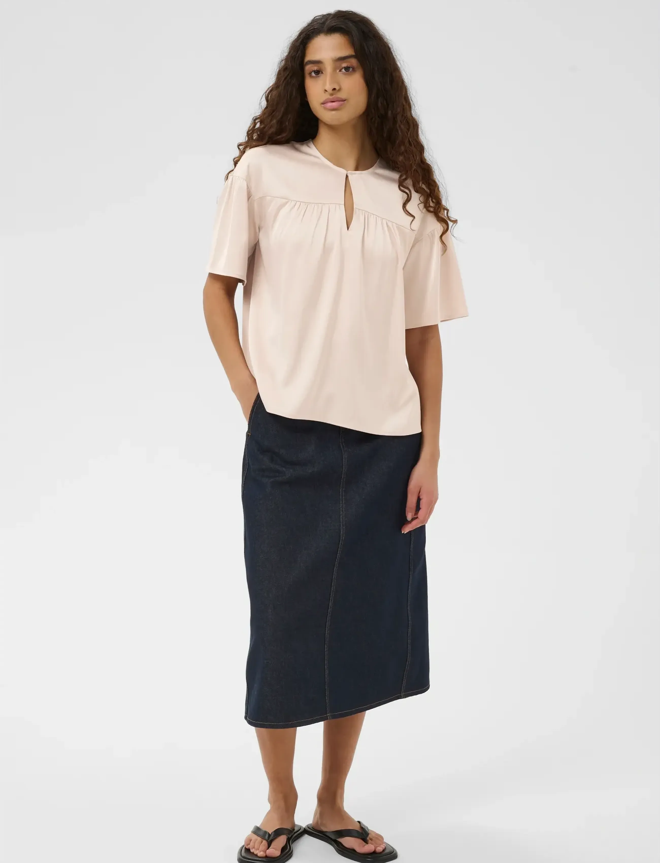 InWear Lakeiw Top, Kvinder, Kortærmet Satin Top, Pink, Str: 46