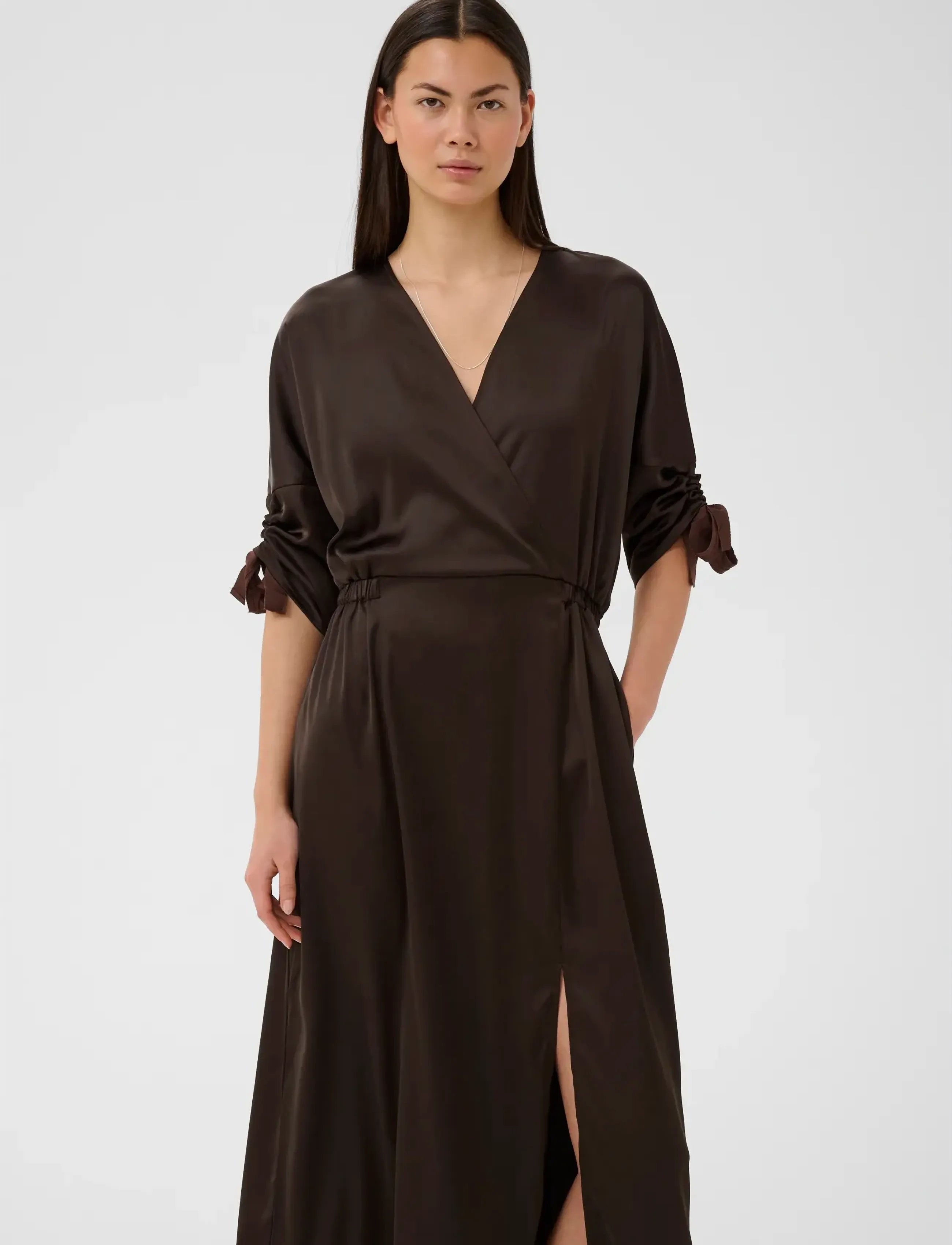 InWear Lakeiw Fake Wrap Dress, Kvinder, Slå Om Kjole, Brun, Str: 34