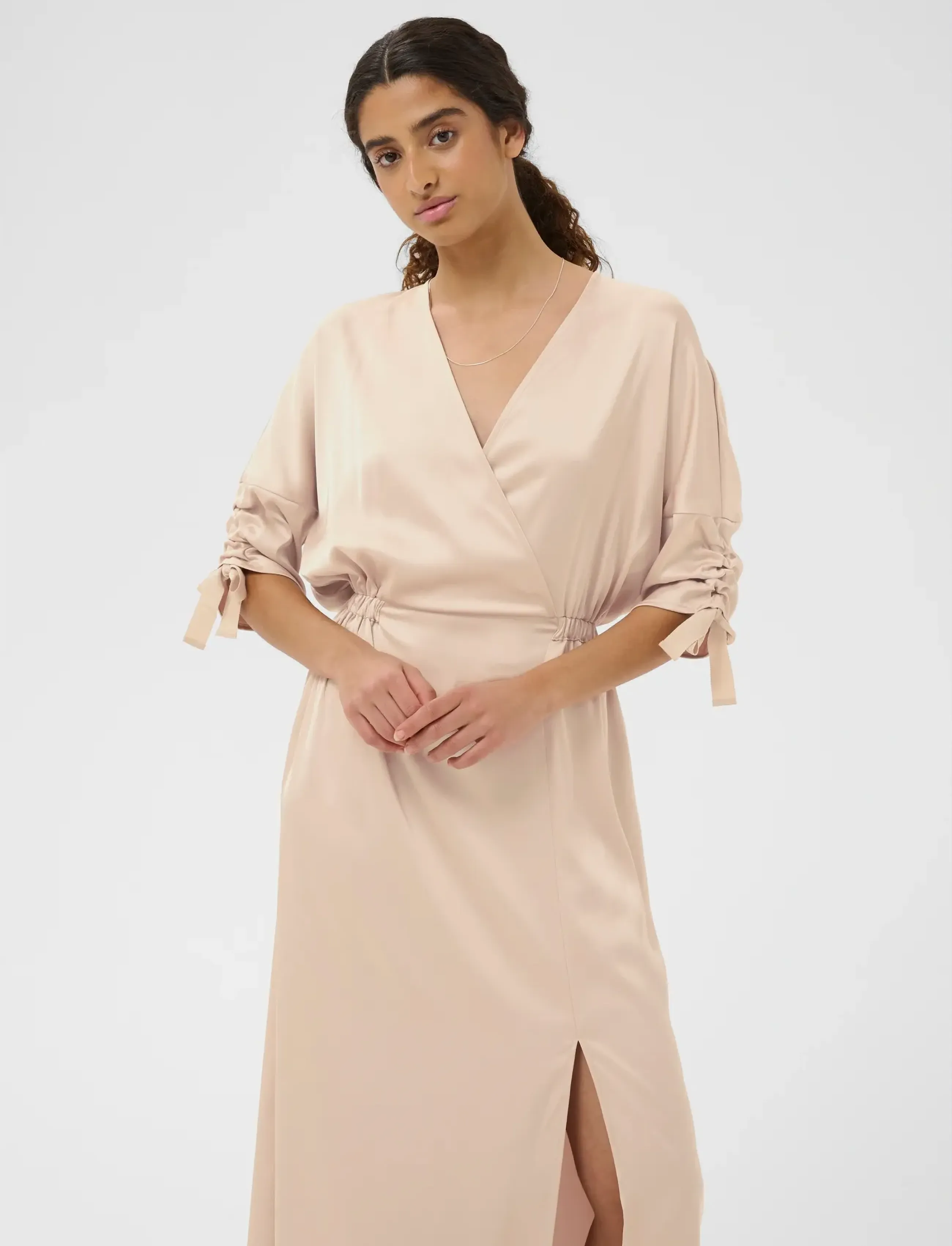 InWear Lakeiw Fake Wrap Dress, Kvinder, Slå Om Kjole, Beige, Str: 44