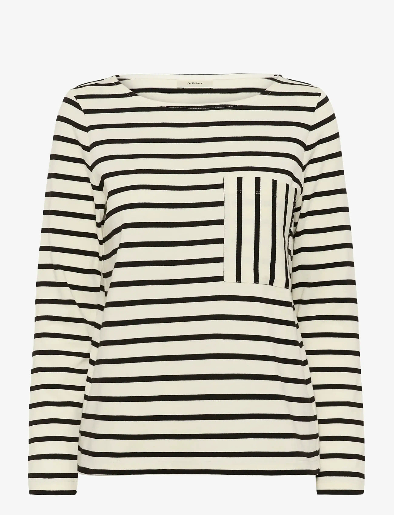 InWear - DELLAIW T-SHIRT - pikkade varrukatega alussärgid - whisper white / black stripe - 1