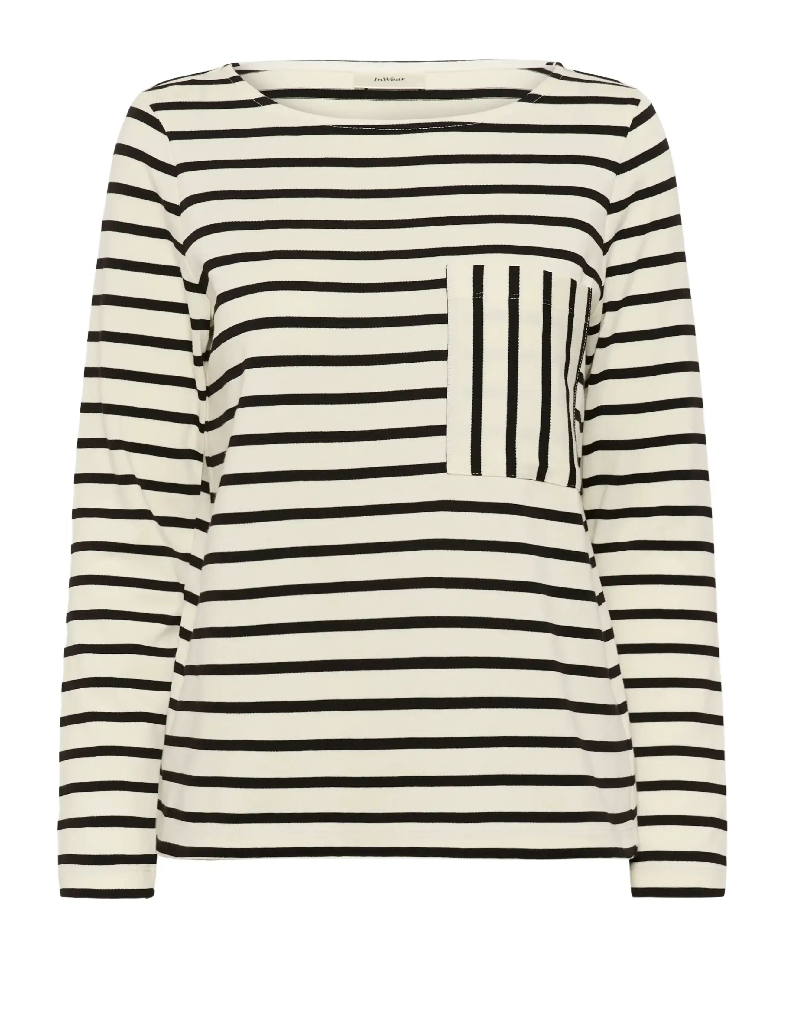 InWear DELLAIW T-SHIRT - Uus - WHISPER WHITE / BLACK STRIPE / black