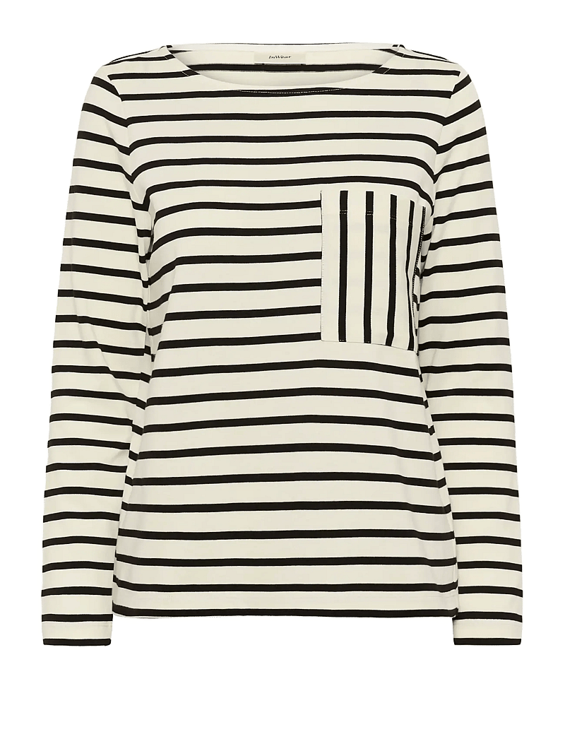 InWear - DELLAIW T-SHIRT - pikkade varrukatega alussärgid - whisper white / black stripe - 1