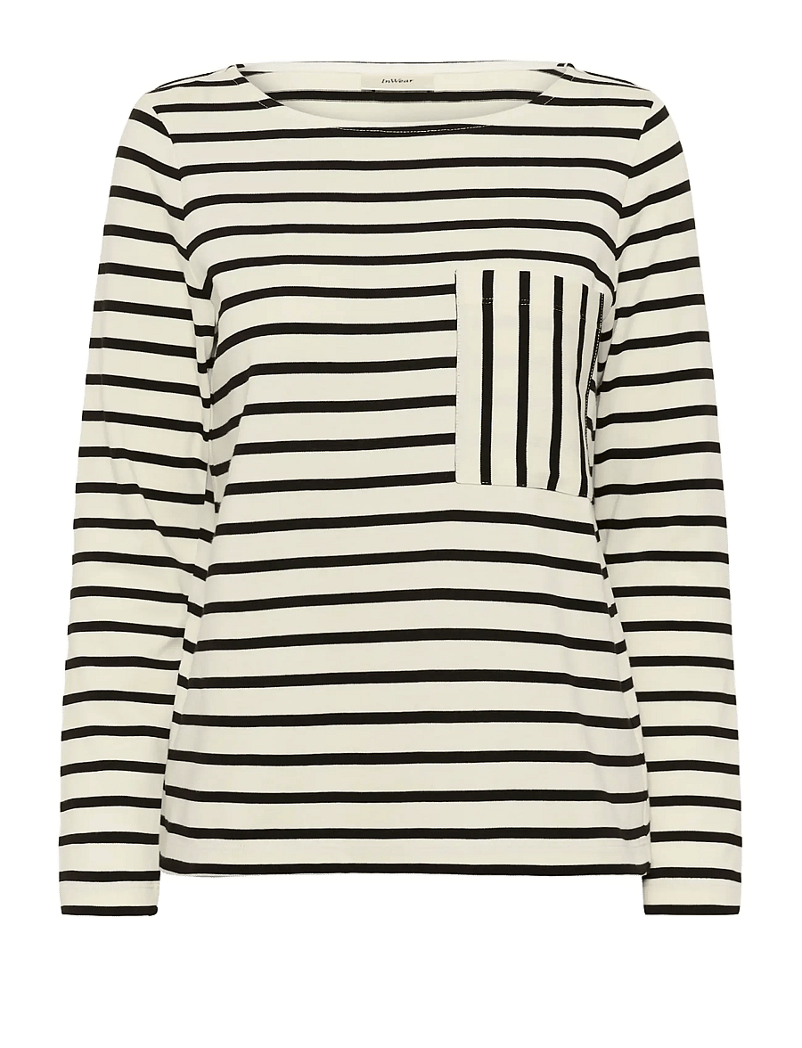 InWear - DELLAIW T-SHIRT - topy z długimi rękawami - whisper white / black stripe - 1