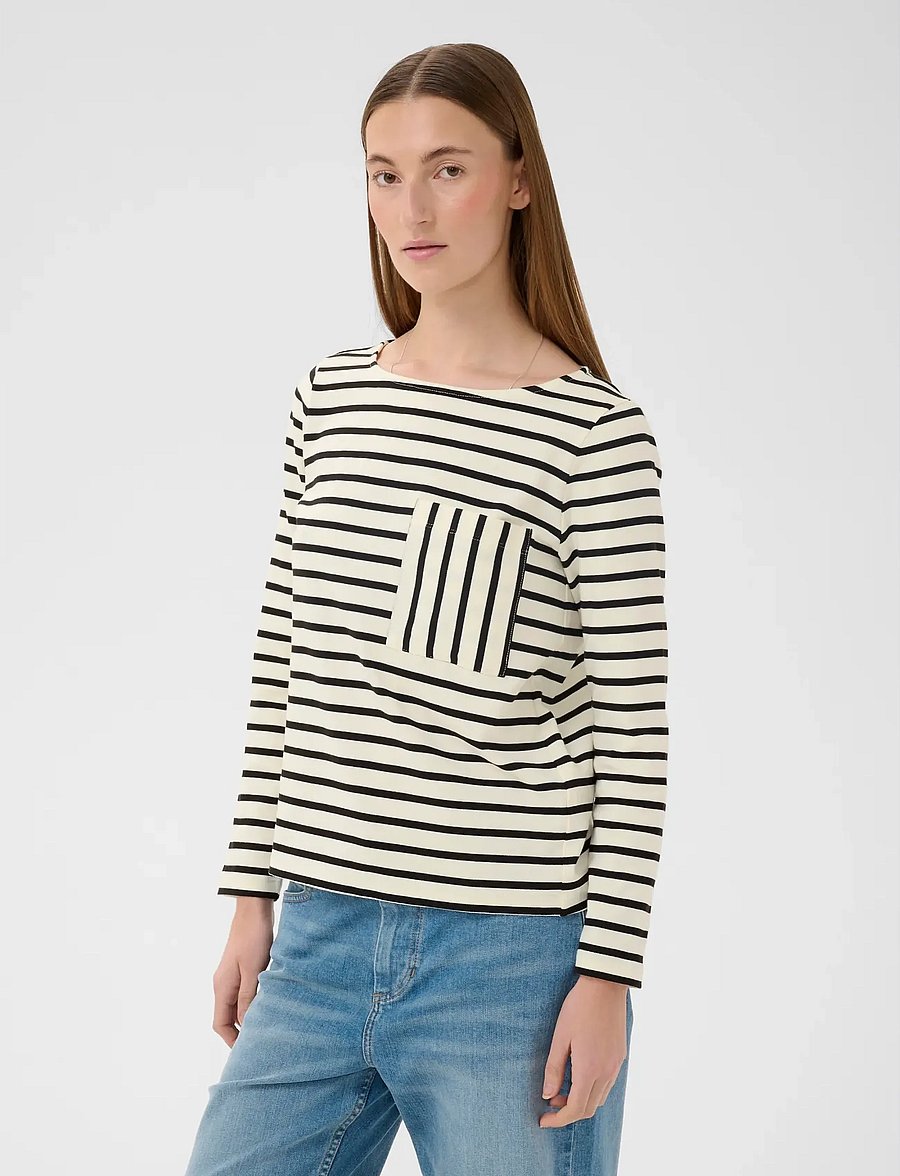 InWear - DELLAIW T-SHIRT - topy z długimi rękawami - whisper white / black stripe - 0