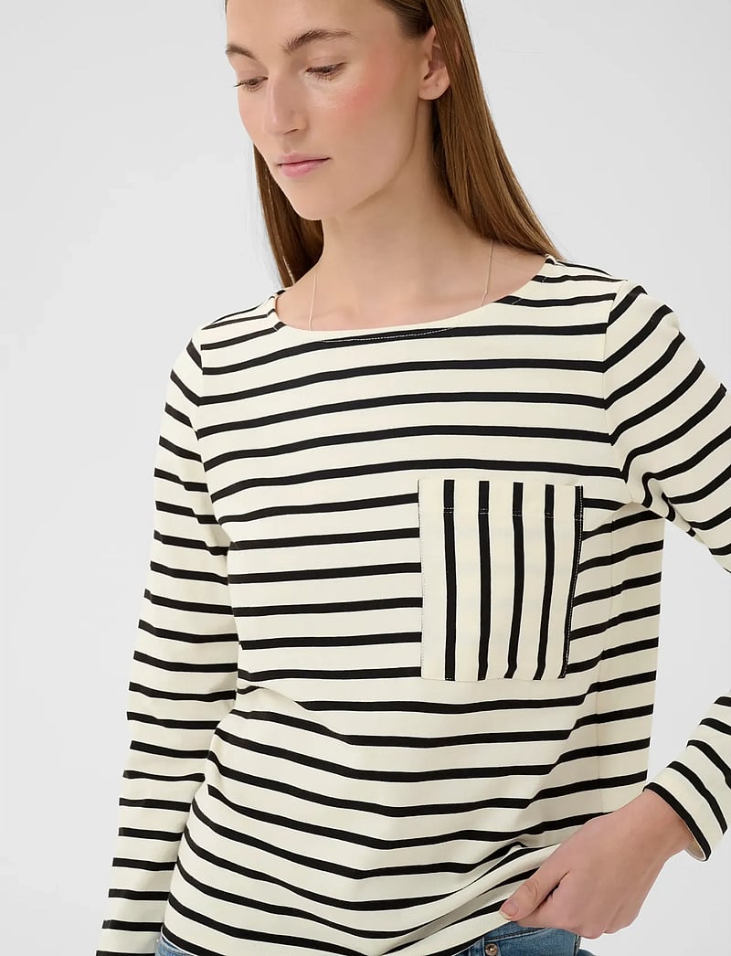 InWear - DELLAIW T-SHIRT - pikkade varrukatega alussärgid - whisper white / black stripe - 5