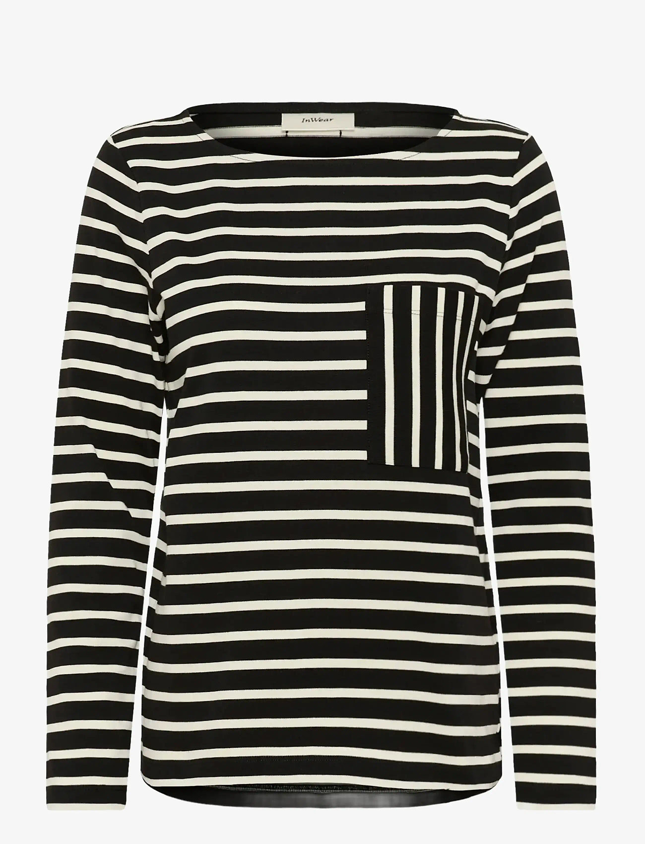 InWear - DELLAIW T-SHIRT - pikkade varrukatega alussärgid - black / whisper white stripe - 1