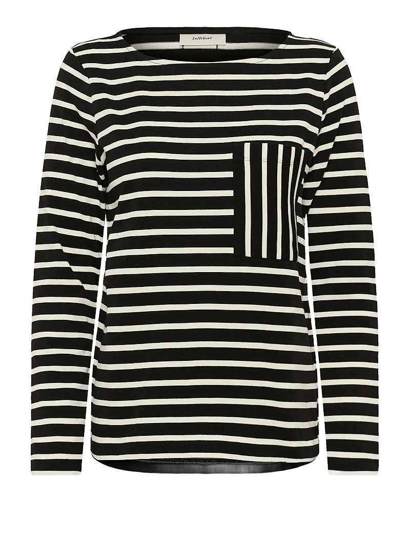 InWear - DELLAIW T-SHIRT - pikkade varrukatega alussärgid - black / whisper white stripe - 1