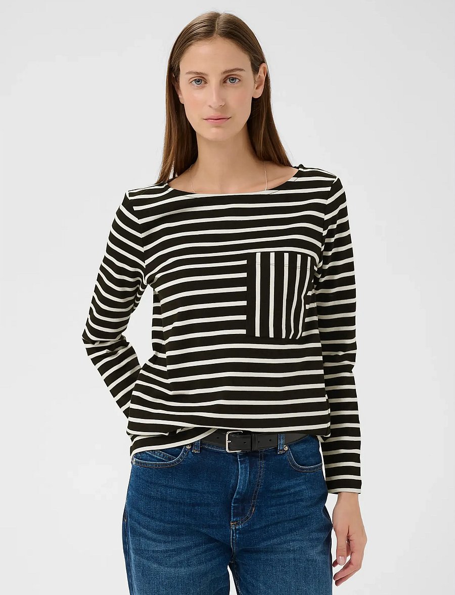InWear - DELLAIW T-SHIRT - langärmlige tops - black / whisper white stripe - 0