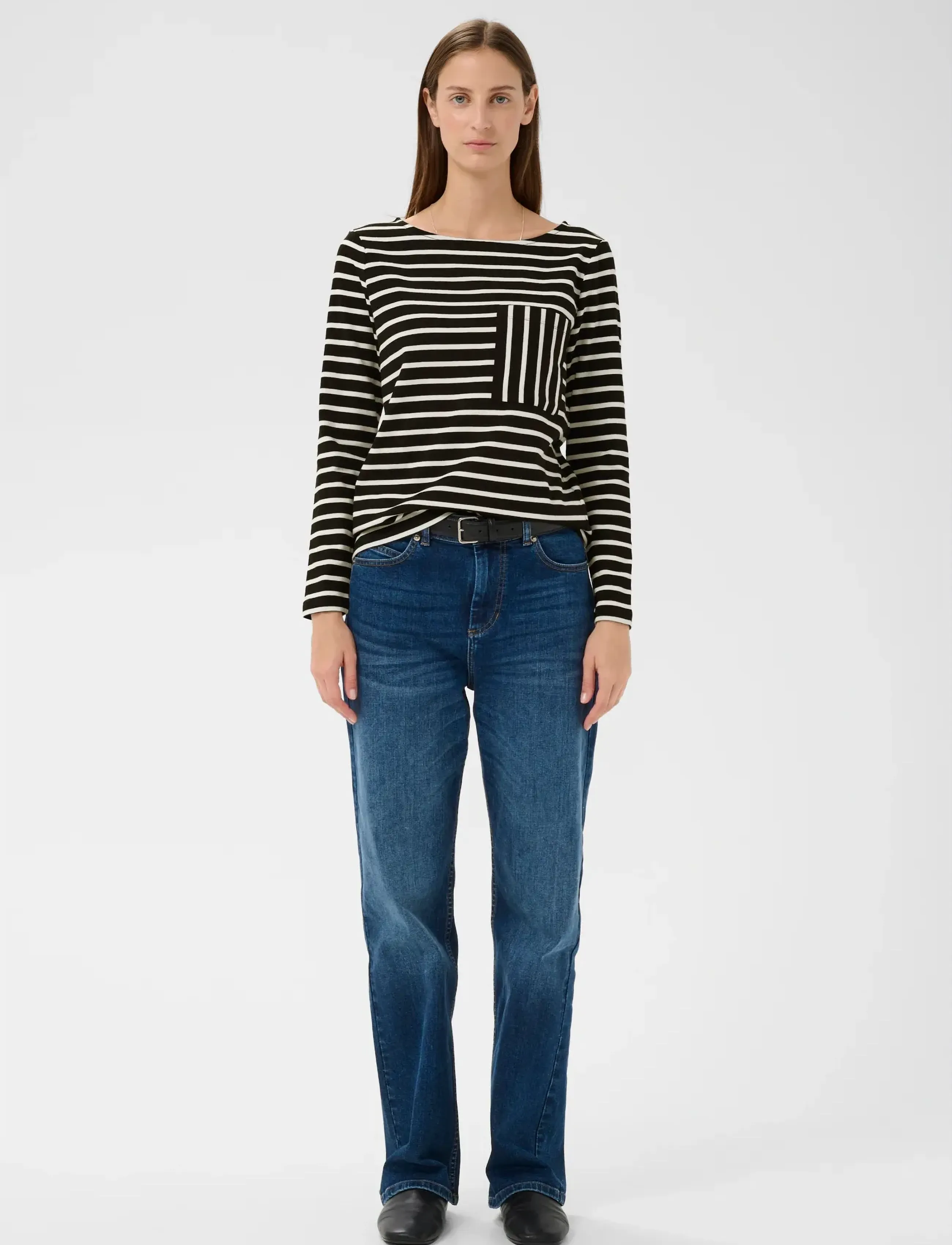 InWear - DELLAIW T-SHIRT - langærmede toppe - black / whisper white stripe - 3