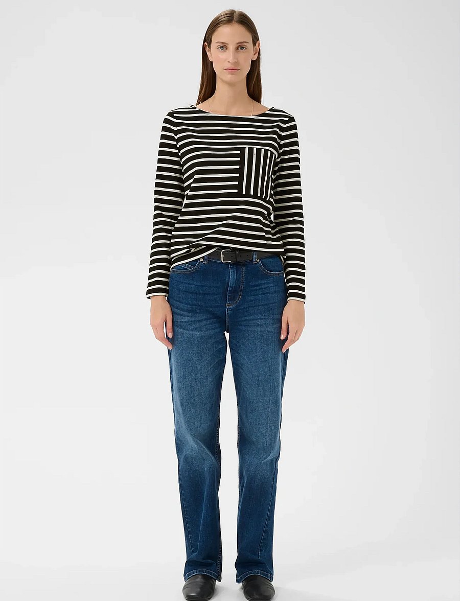 InWear - DELLAIW T-SHIRT - langärmlige tops - black / whisper white stripe - 3