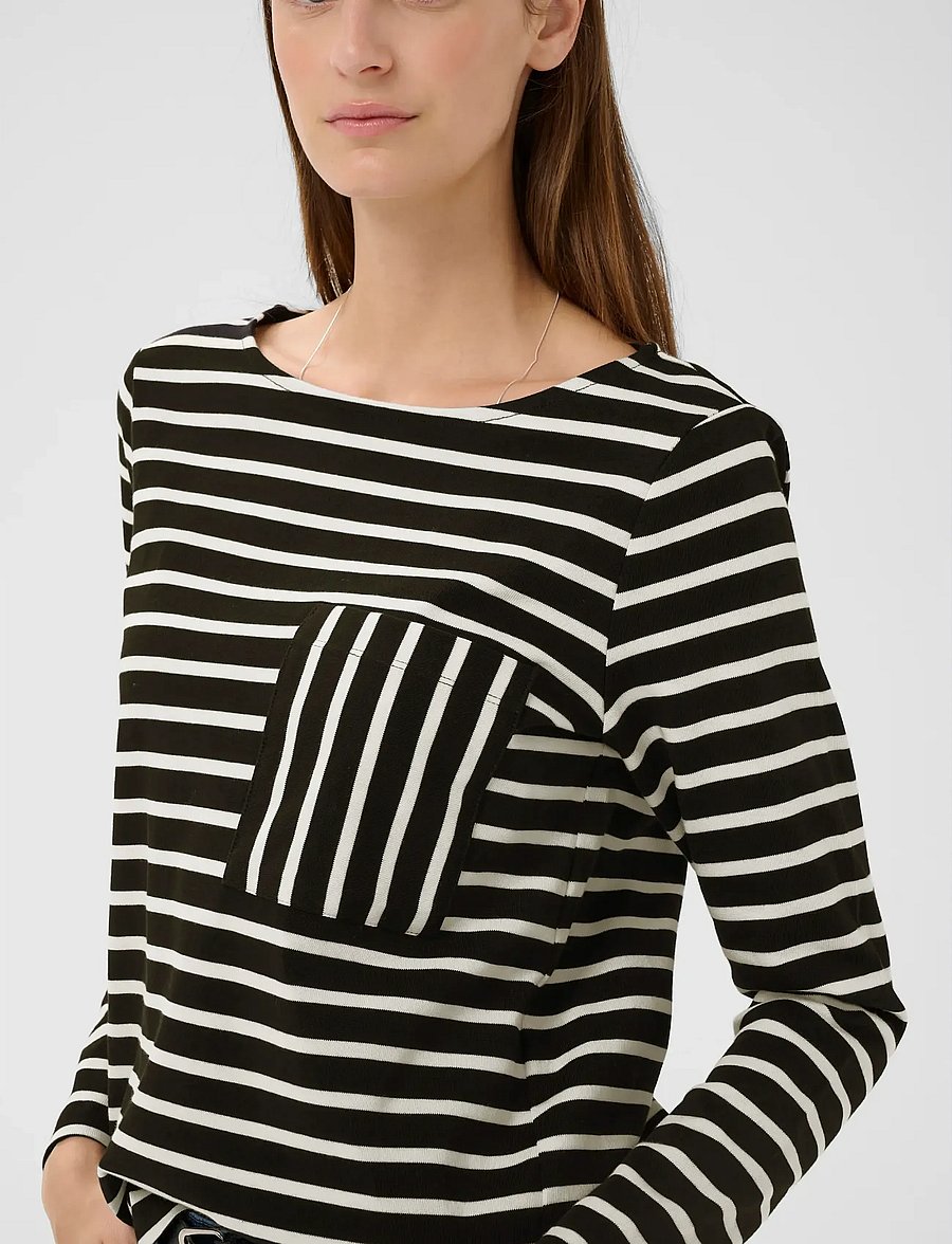 InWear - DELLAIW T-SHIRT - langärmlige tops - black / whisper white stripe - 5