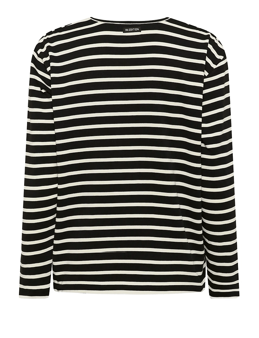 InWear - DELLAIW V-NECK T-SHIRT - langärmlige tops - black / whisper white stripe - 2