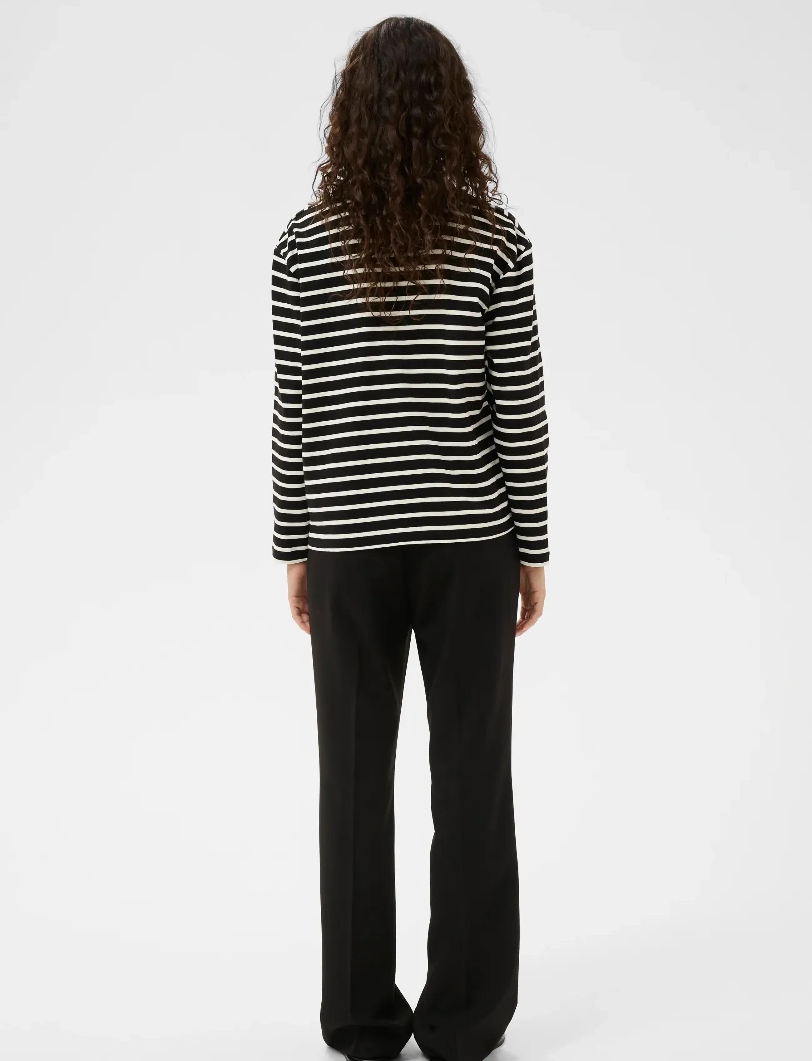 InWear - DELLAIW V-NECK T-SHIRT - langerma toppar - black / whisper white stripe - 4