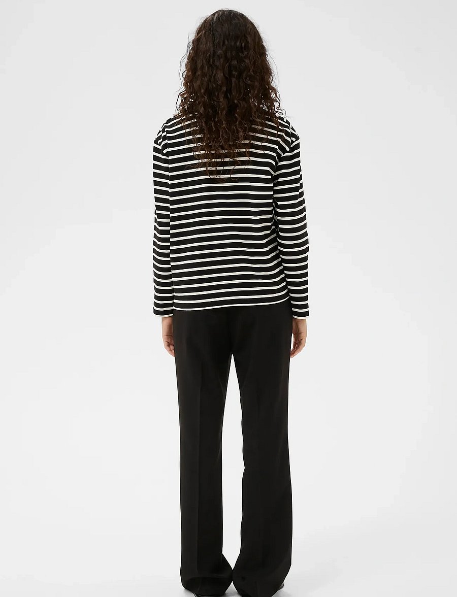 InWear - DELLAIW V-NECK T-SHIRT - langärmlige tops - black / whisper white stripe - 4