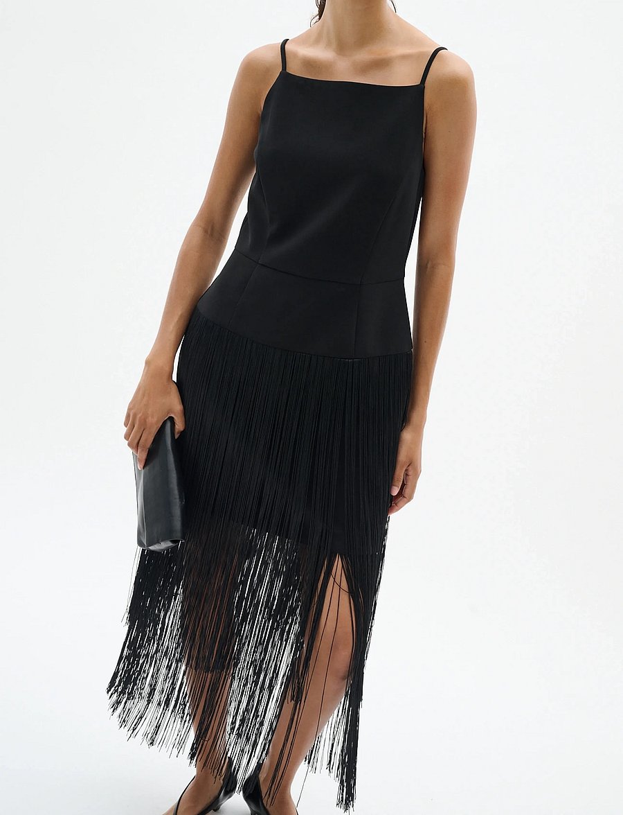 InWear - CHARLEENEIW FEST FRINGE DRESS - pidulikud kleidid - black - 3