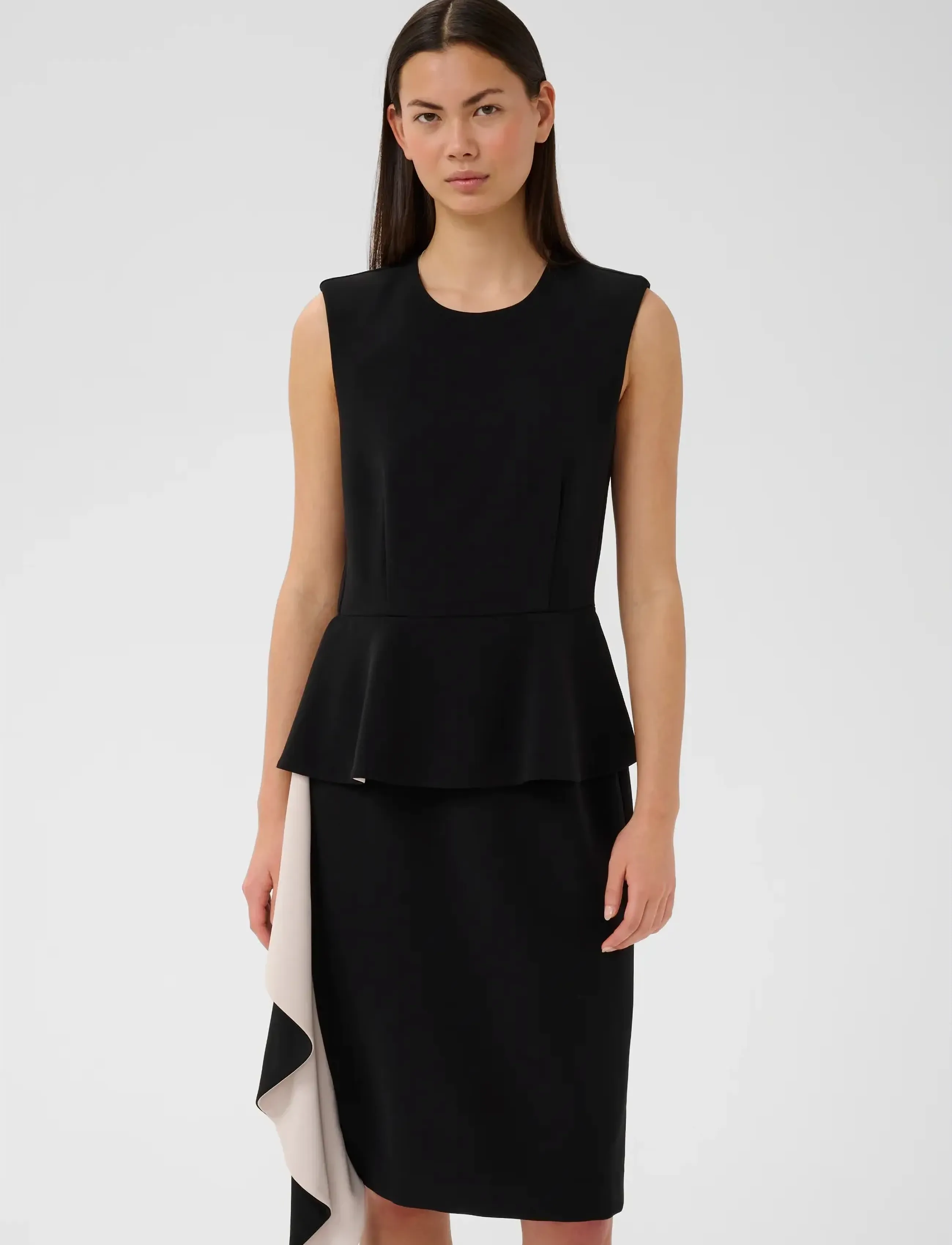 InWear Charleeneiw Fest Flounce Dress, Kvinder, Ærmeløs Peplum Flæsekjole, Sort, Str: 44