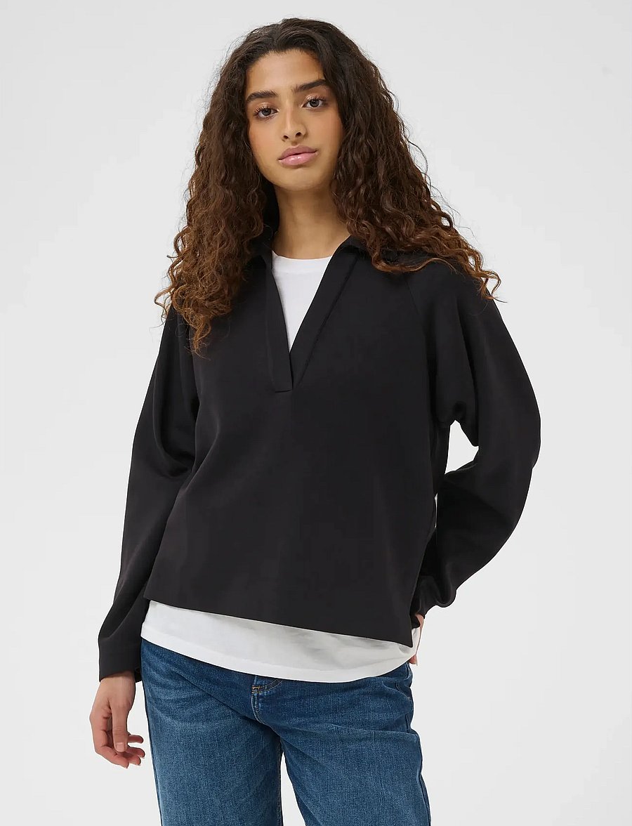 InWear - SIMIW VINCENTIW POLO BLOUSE - poloshirts - black - 0