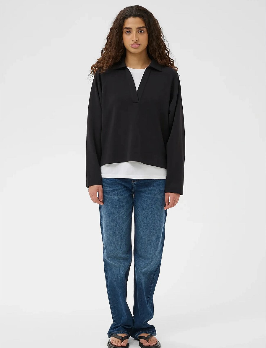 InWear - SIMIW VINCENTIW POLO BLOUSE - poloshirts - black - 3