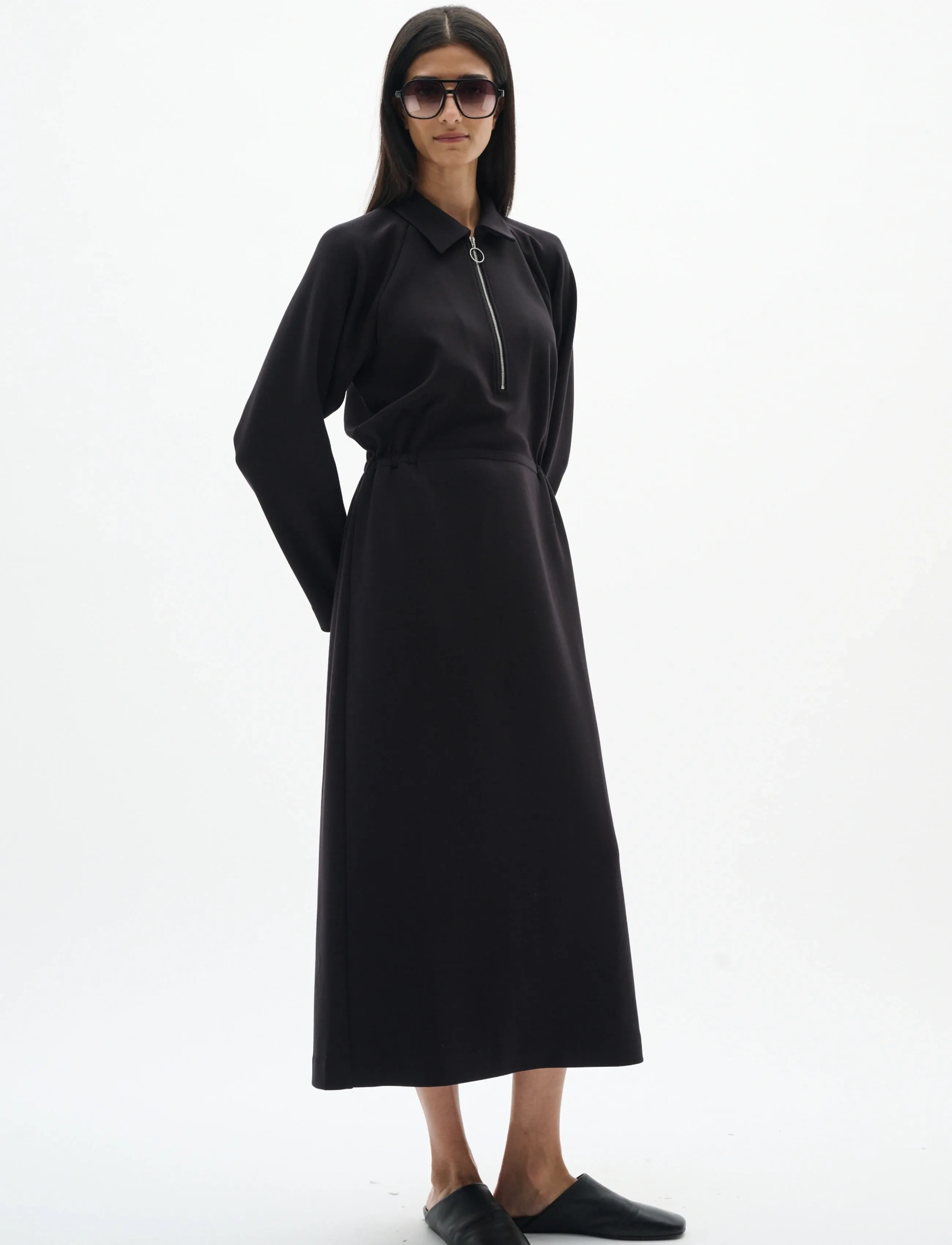 InWear Simiiw Vincentiw Dress, Kvinder, Langærmet Polokjole, Sort, Str: XS