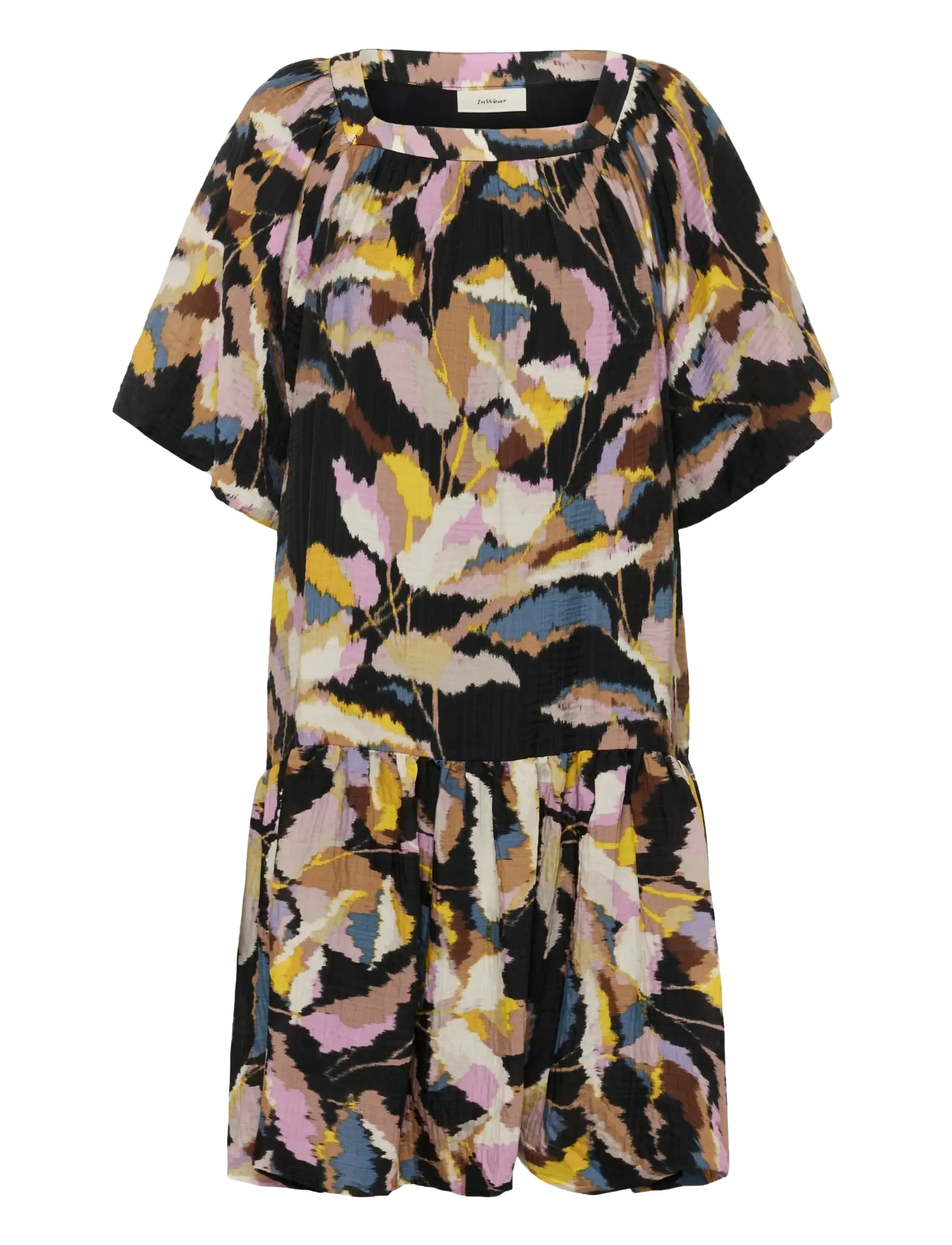 InWear LYLAIW FEST SHORT DRESS - Minikleidid - BLACK SPRING LEAVES / multi