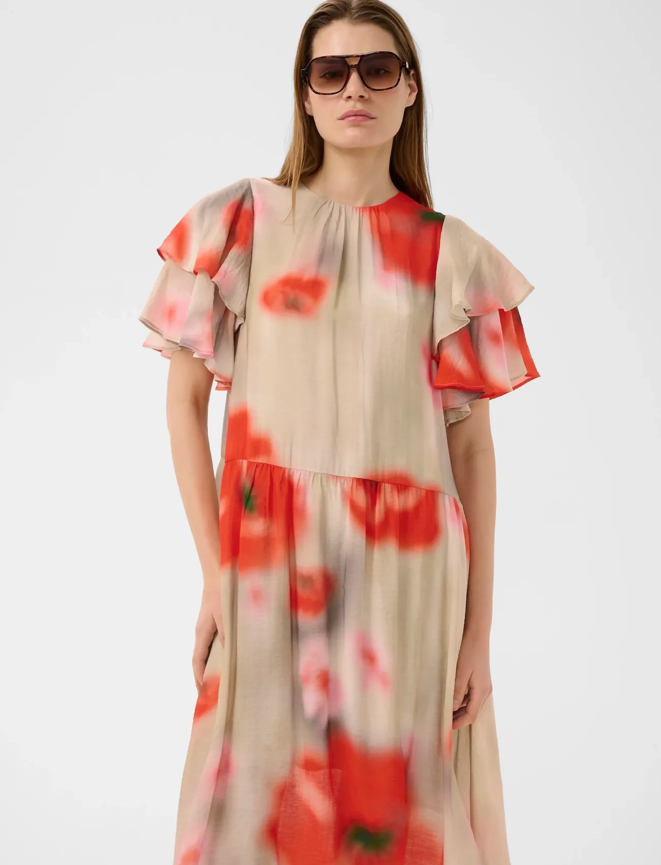 InWear REAGANIW DRESS - Sommerkleider - LARGE BLURRED POPPIES / red