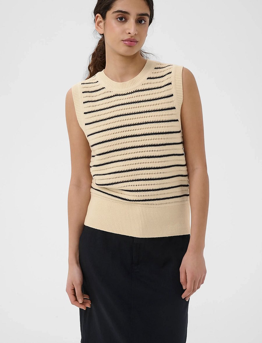 InWear - NELLIIW TOP - strickwesten - black/ whisper white - 0