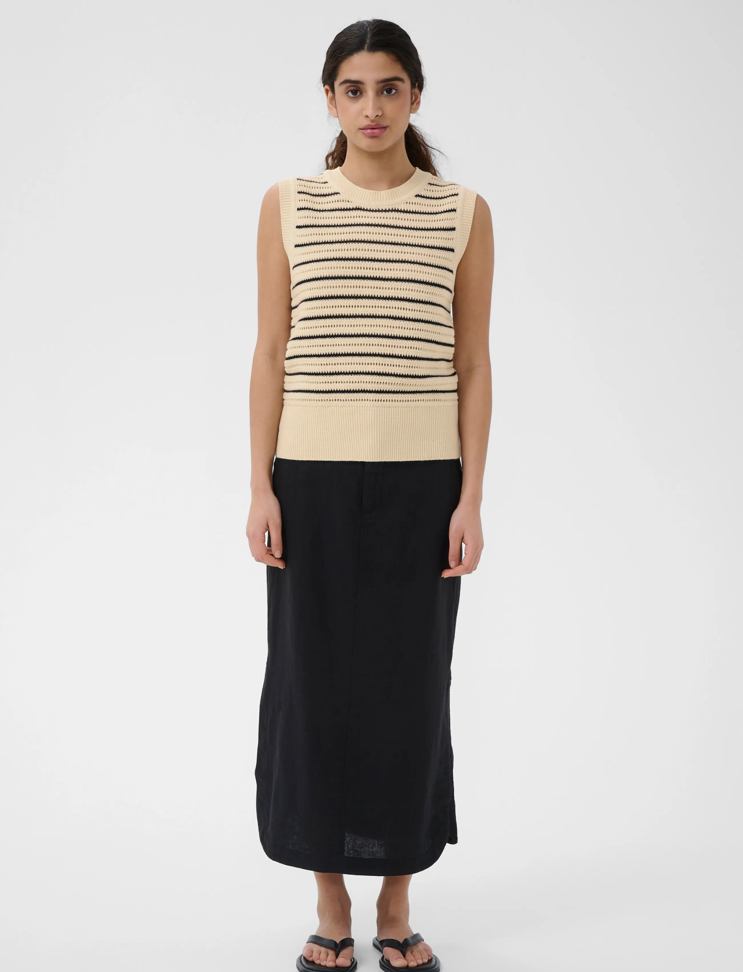 InWear - NELLIIW TOP - strickwesten - black/ whisper white - 3