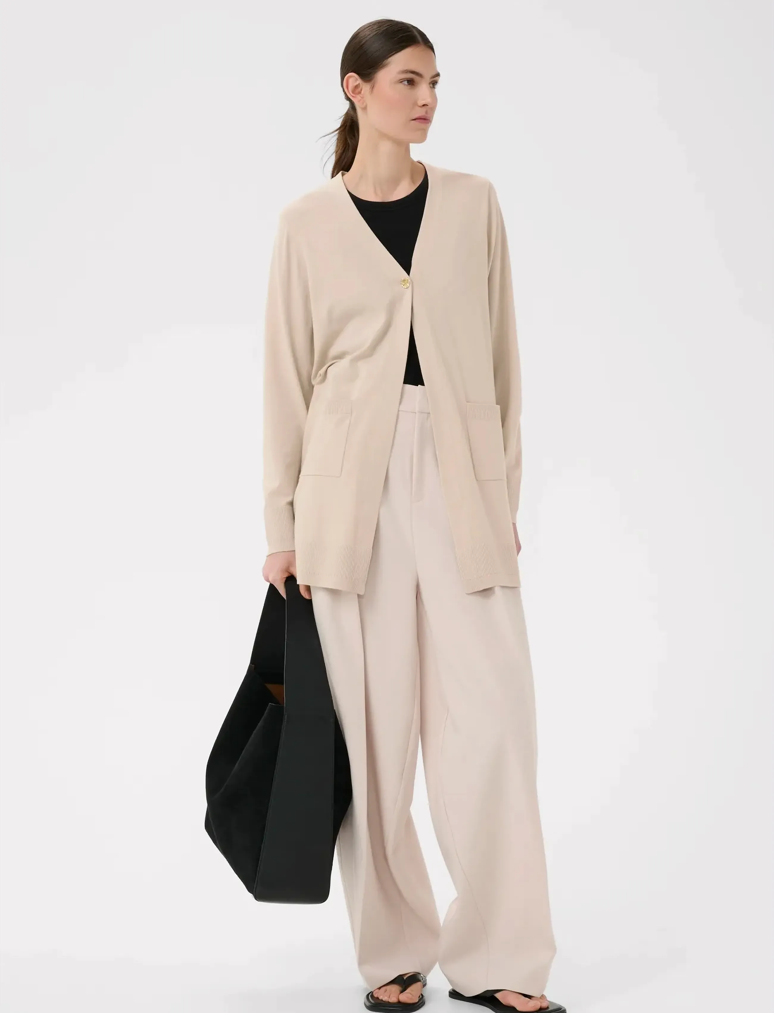 InWear Mikoiw Core Long Cardigan, M, Beige, Strik > Cardigans, Dame