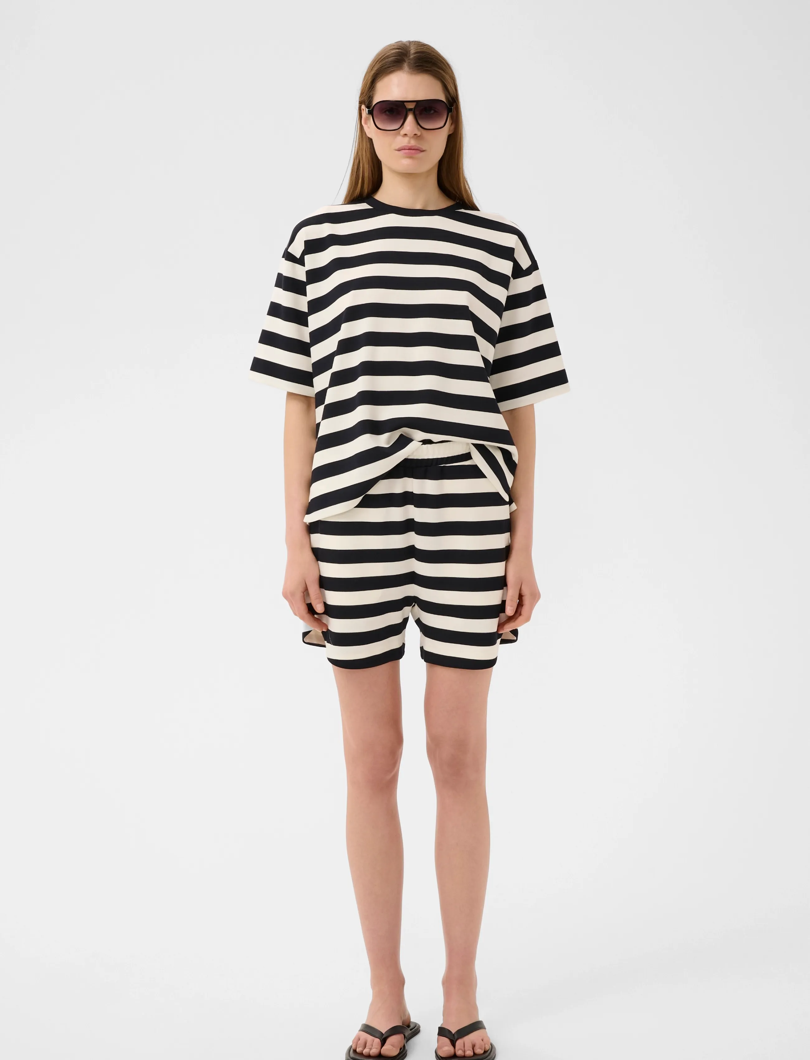 InWear - ELORAIW HENNIE SHORTS - freizeitshorts - black / whisper white stripe - 3