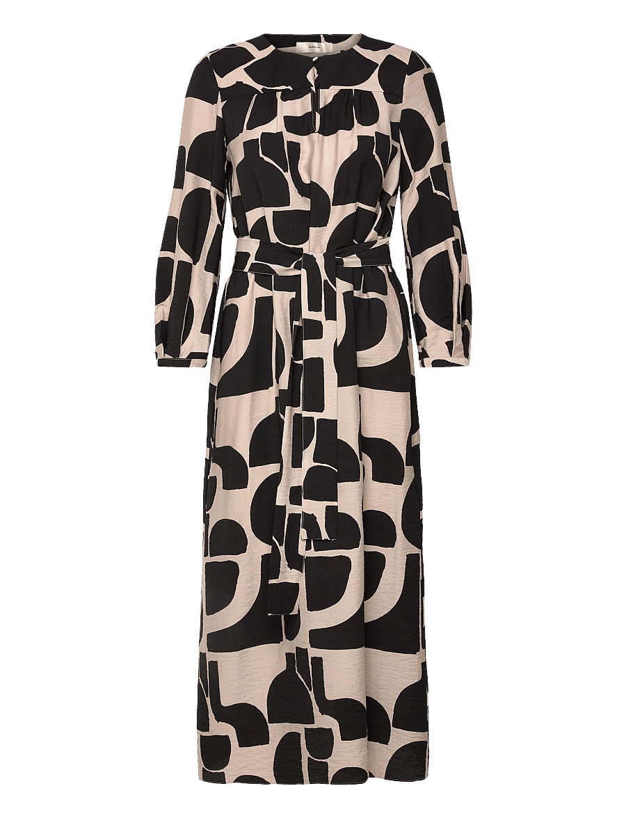 InWear - LYNNIW BELTED DRESS - sommarklänningar - black soft blocks - 1