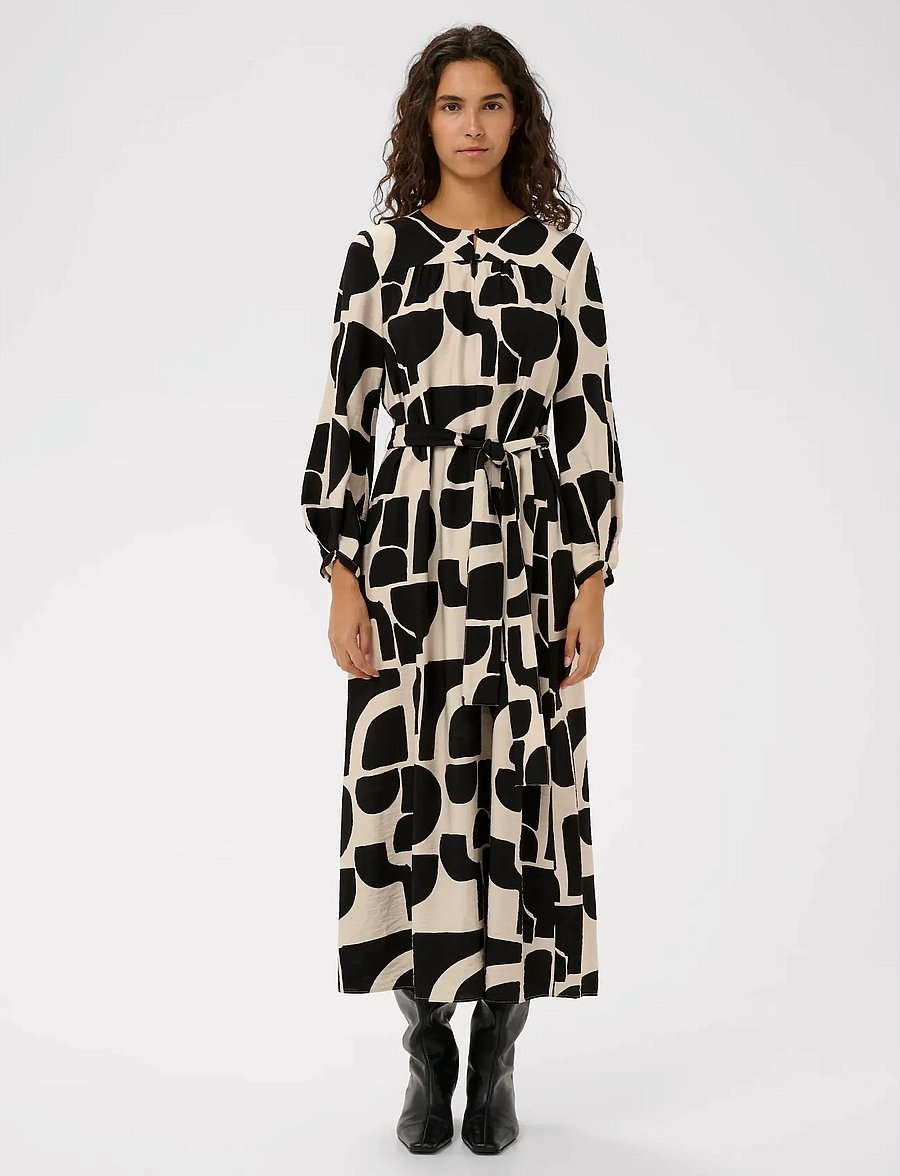 InWear - LYNNIW BELTED DRESS - sommarklänningar - black soft blocks - 0