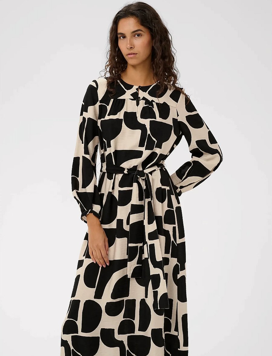 InWear - LYNNIW BELTED DRESS - sommarklänningar - black soft blocks - 4