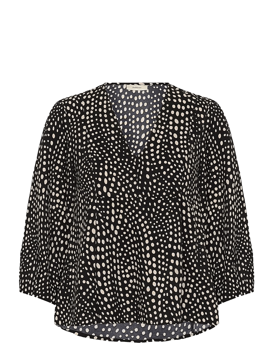 InWear - LIBERTYIW V-NECK - pikkade varrukatega pluusid - black faded dot - 1
