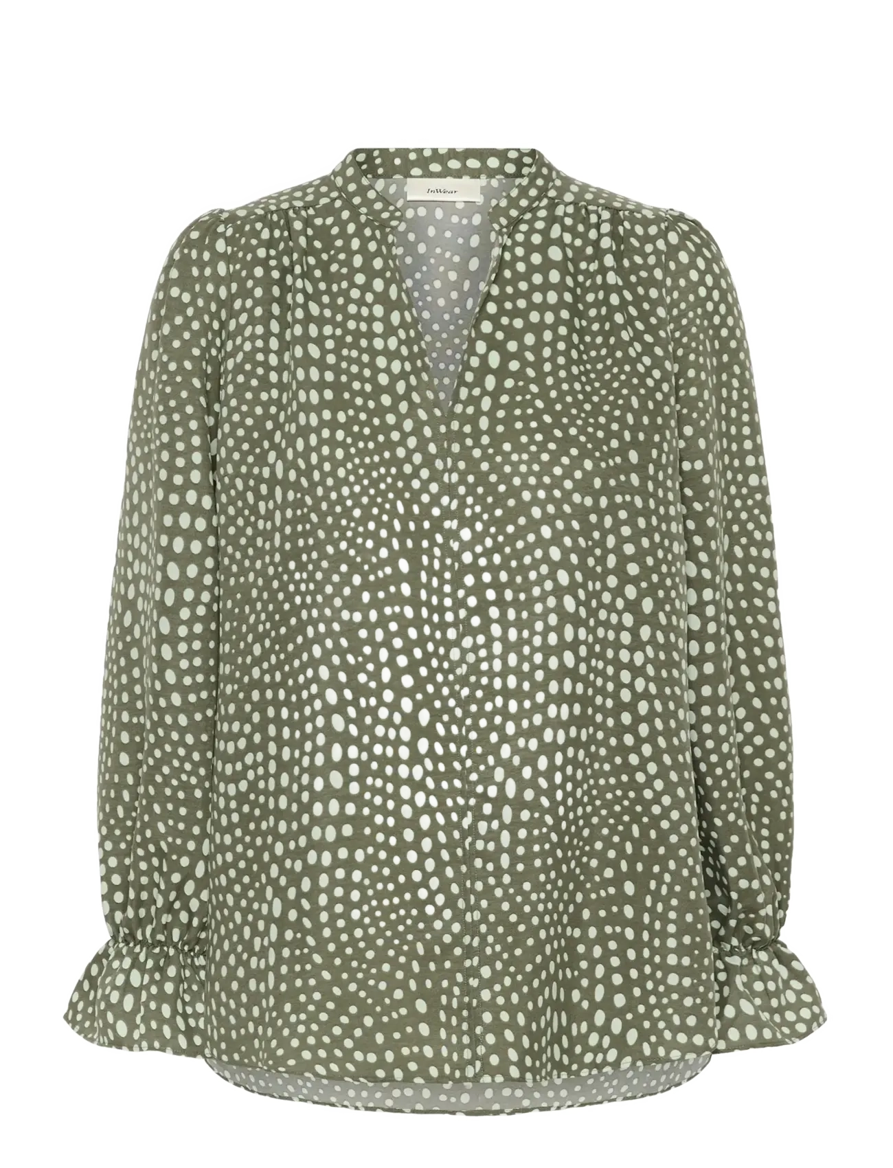 InWear LIBERTYIW BLOUSE - Drabužiai - GREEN FADED DOT / khaki/green