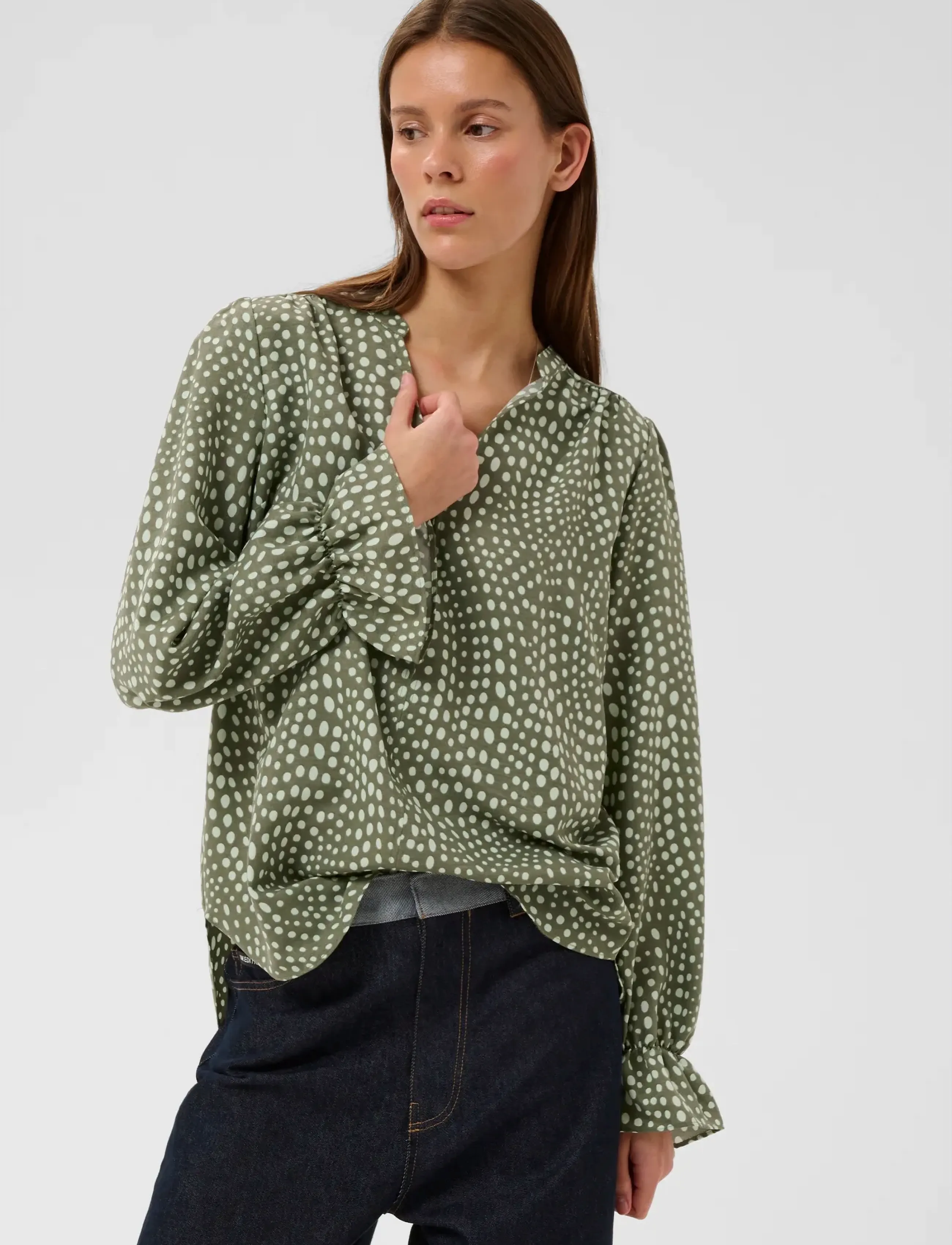 InWear Libertyiw Blouse, Kvinder, Prikket Bluse, Kakigrøn, Str: 38