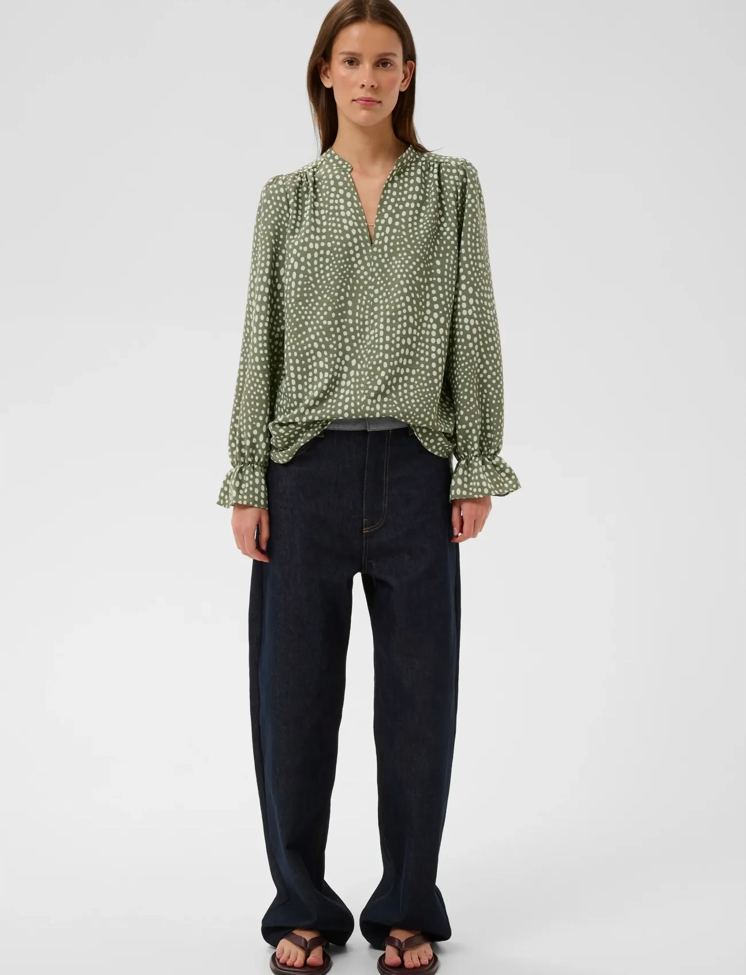 InWear - LIBERTYIW BLOUSE - long sleeved blouses - green faded dot - 3
