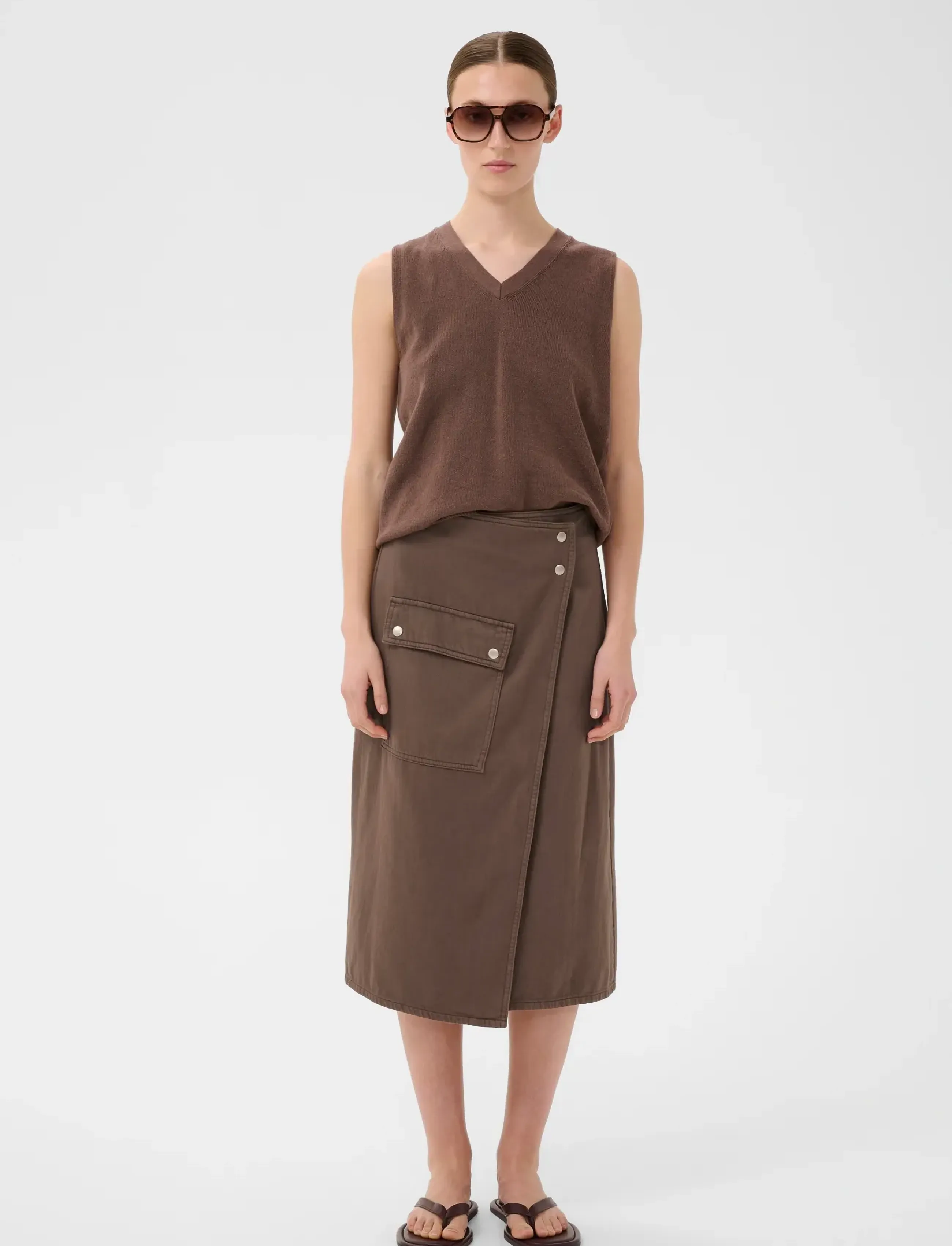 InWear Gladysiw Denim Wrap Skirt, 44, Brown, Nederdele > Wrap Nederdele, Dame