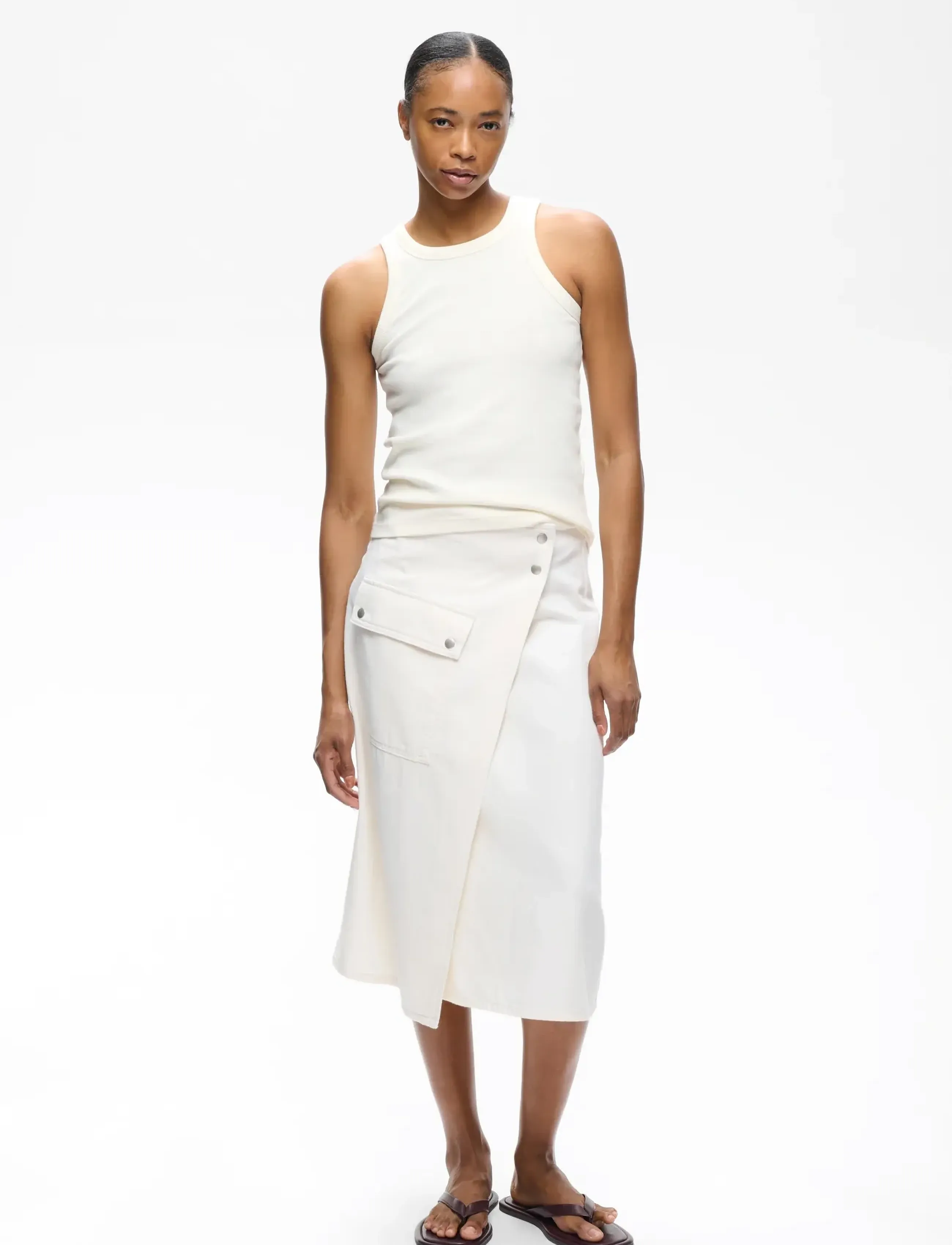 InWear Gladysiw Denim Wrap Skirt, 44, Cream, Nederdele > Wrap Nederdele, Dame