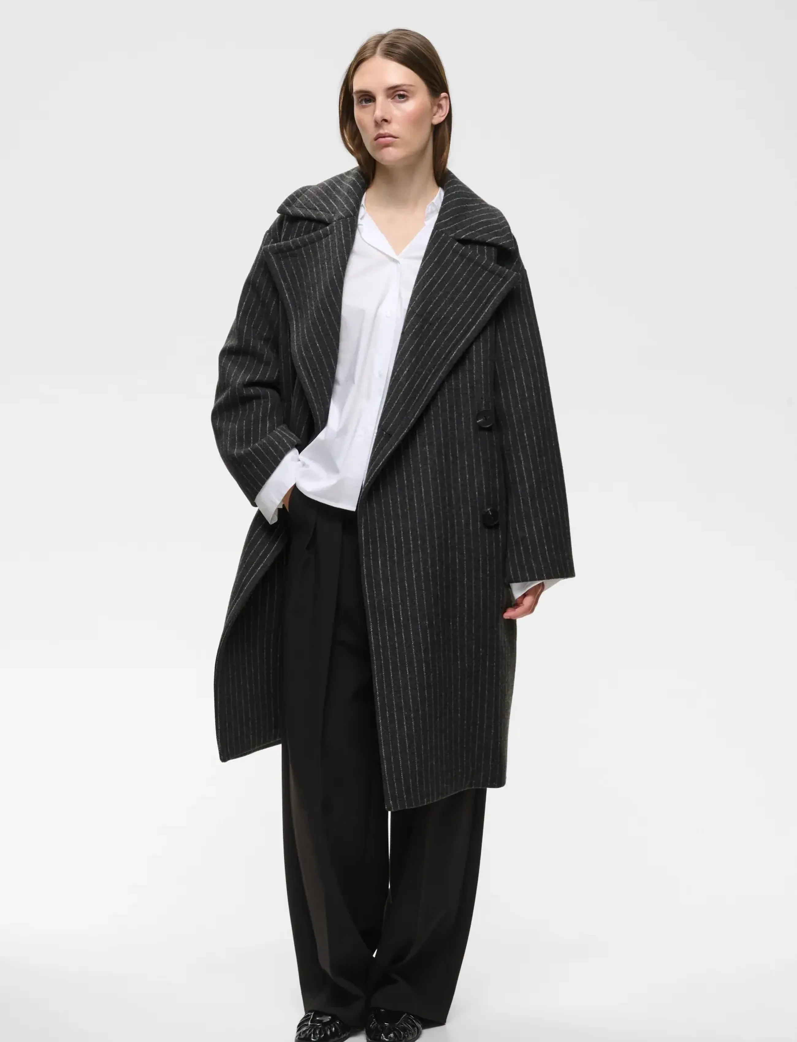 InWear - ZORAHIW DB COAT PINSTRIPED - dark grey melange pinstripe - 3