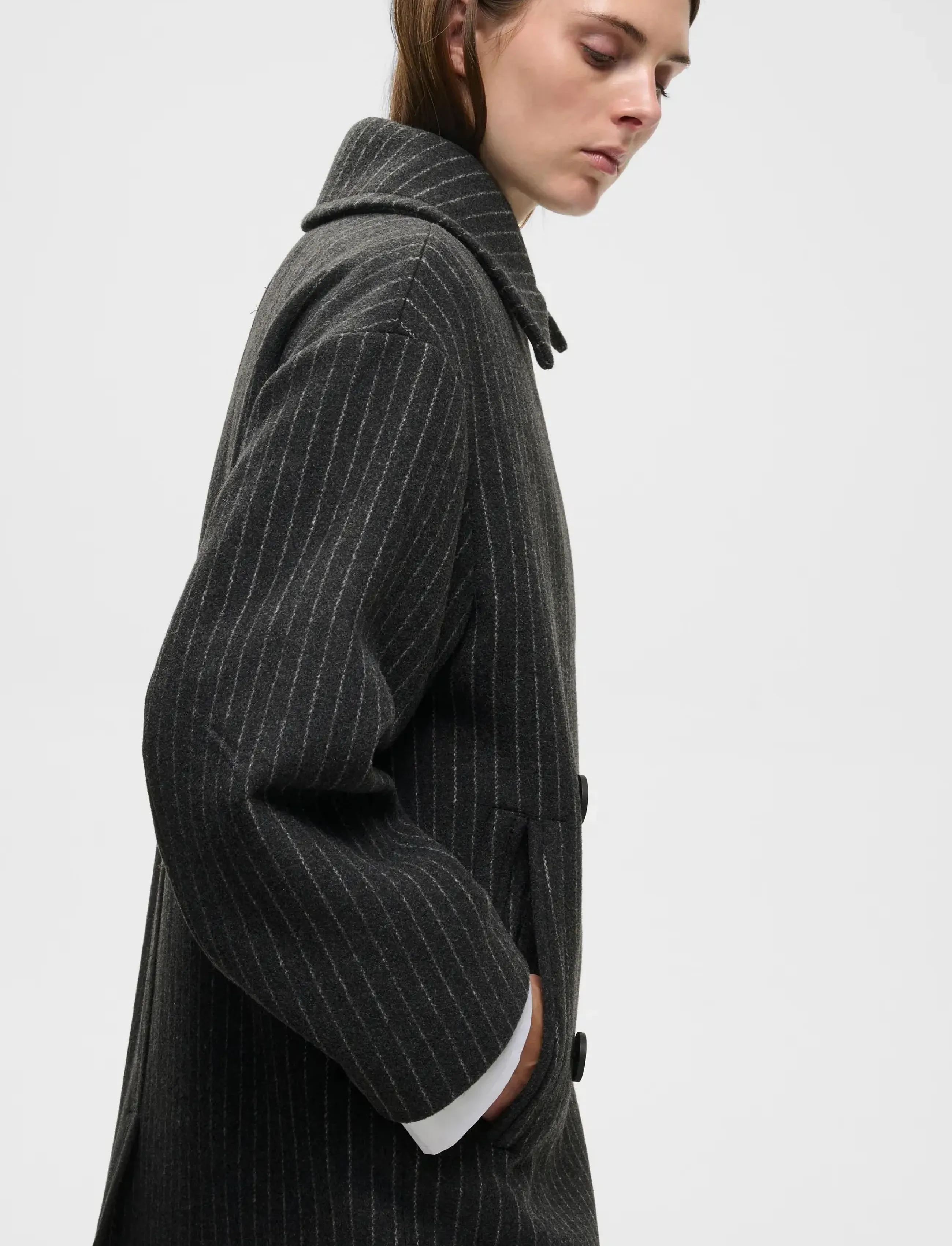 InWear - ZORAHIW DB COAT PINSTRIPED - dark grey melange pinstripe - 5