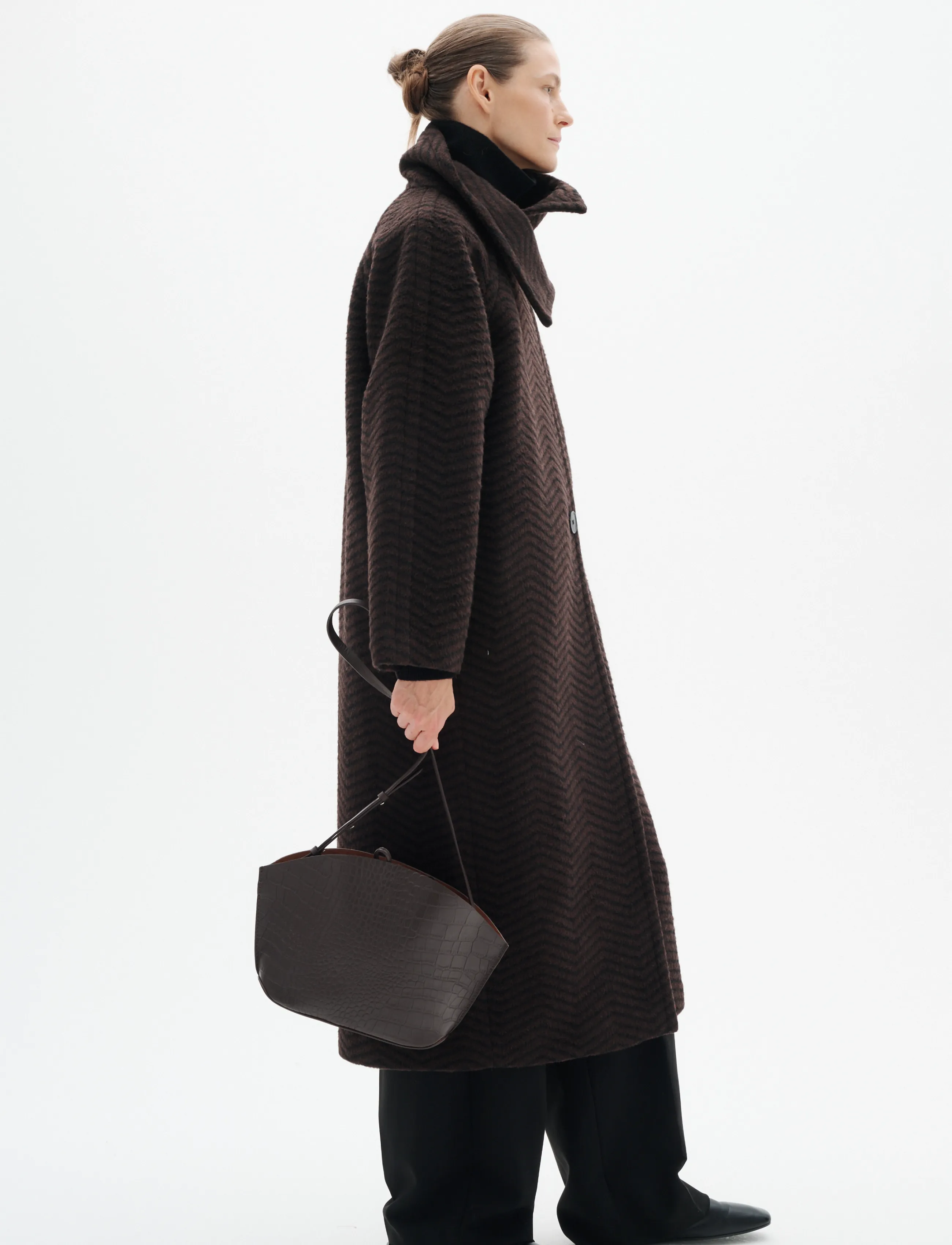 InWear - ZASCHAIW COLLAR COAT - black / brown herringbone - 4