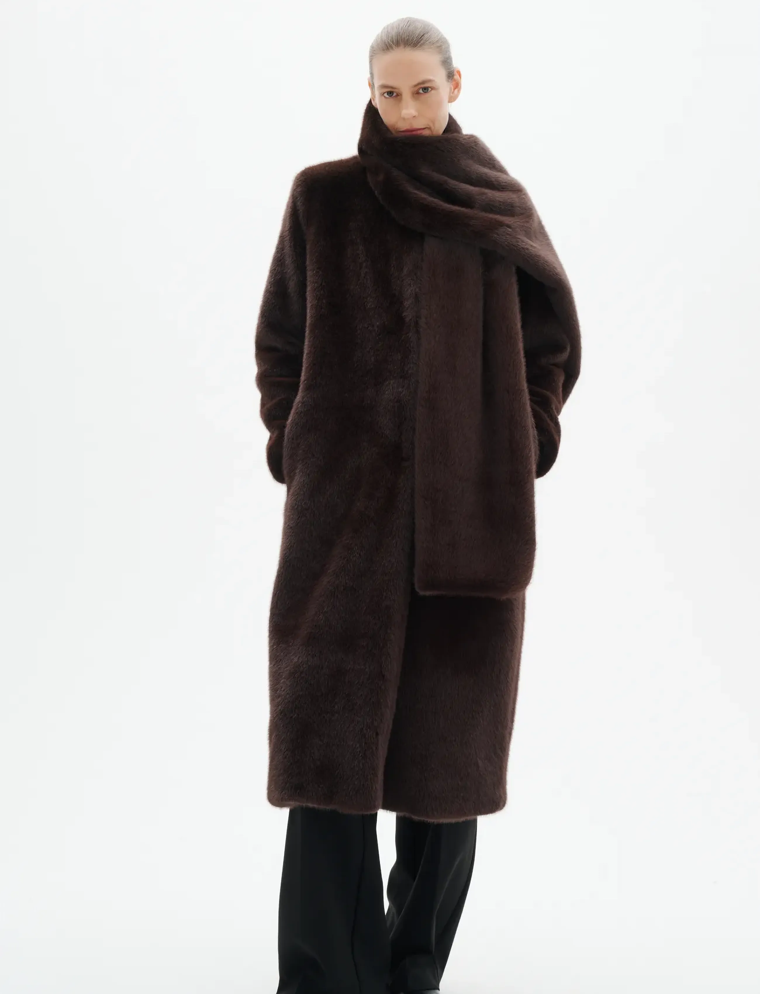 InWear - ZABELLEIW LONG COAT - fuskpäls - chocolate brown - 0