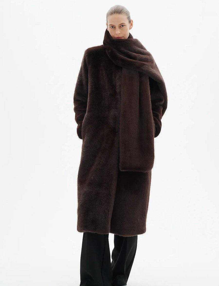 InWear - ZABELLEIW LONG COAT - fuskpäls - chocolate brown - 0