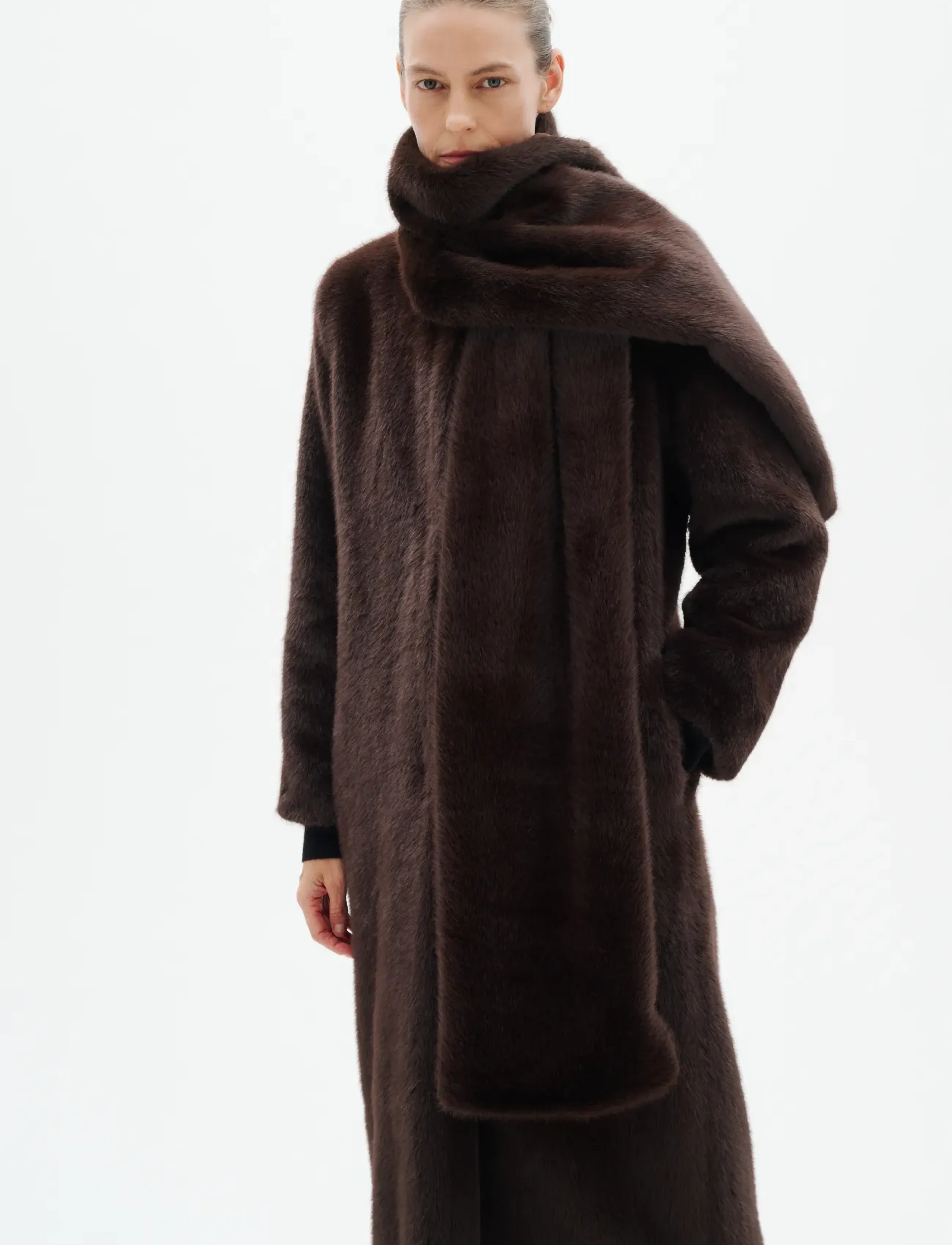 InWear - ZABELLEIW LONG COAT - fuskpäls - chocolate brown - 5