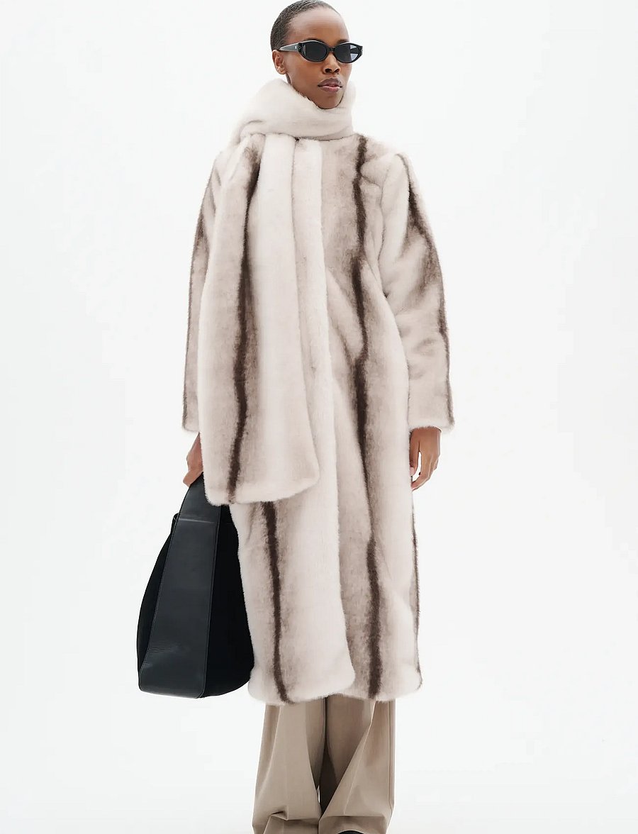 InWear - ZABELLEIW LONG COAT - faux fur jakker - faux fur stripe - 0