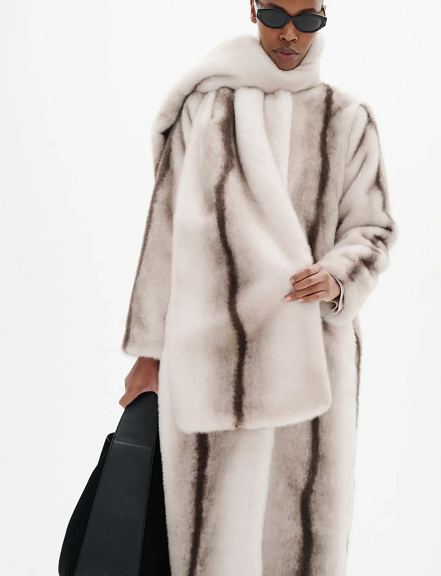 InWear - ZABELLEIW LONG COAT - faux fur jakker - faux fur stripe - 3